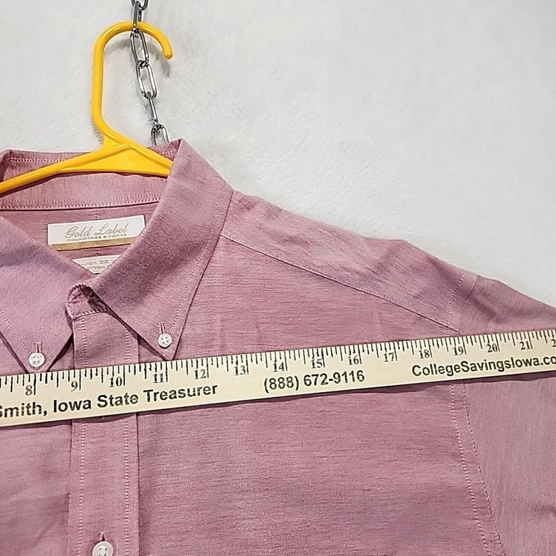 Roundtree & Yorke VINTAGE Roundtree & Yorke Gold Label Dress Shirt Red Chambray 16 33 Long Sleeve Button-Down Non-Iron Regular Mens Size 42R - 7 Thumbnail