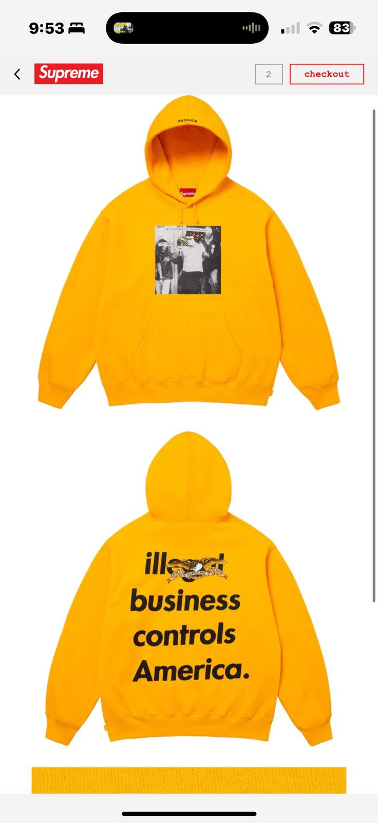 Supreme Supreme anti hero illegal business controls america yellow Size US S / EU 44-46 / 1 - 1 Thumbnail