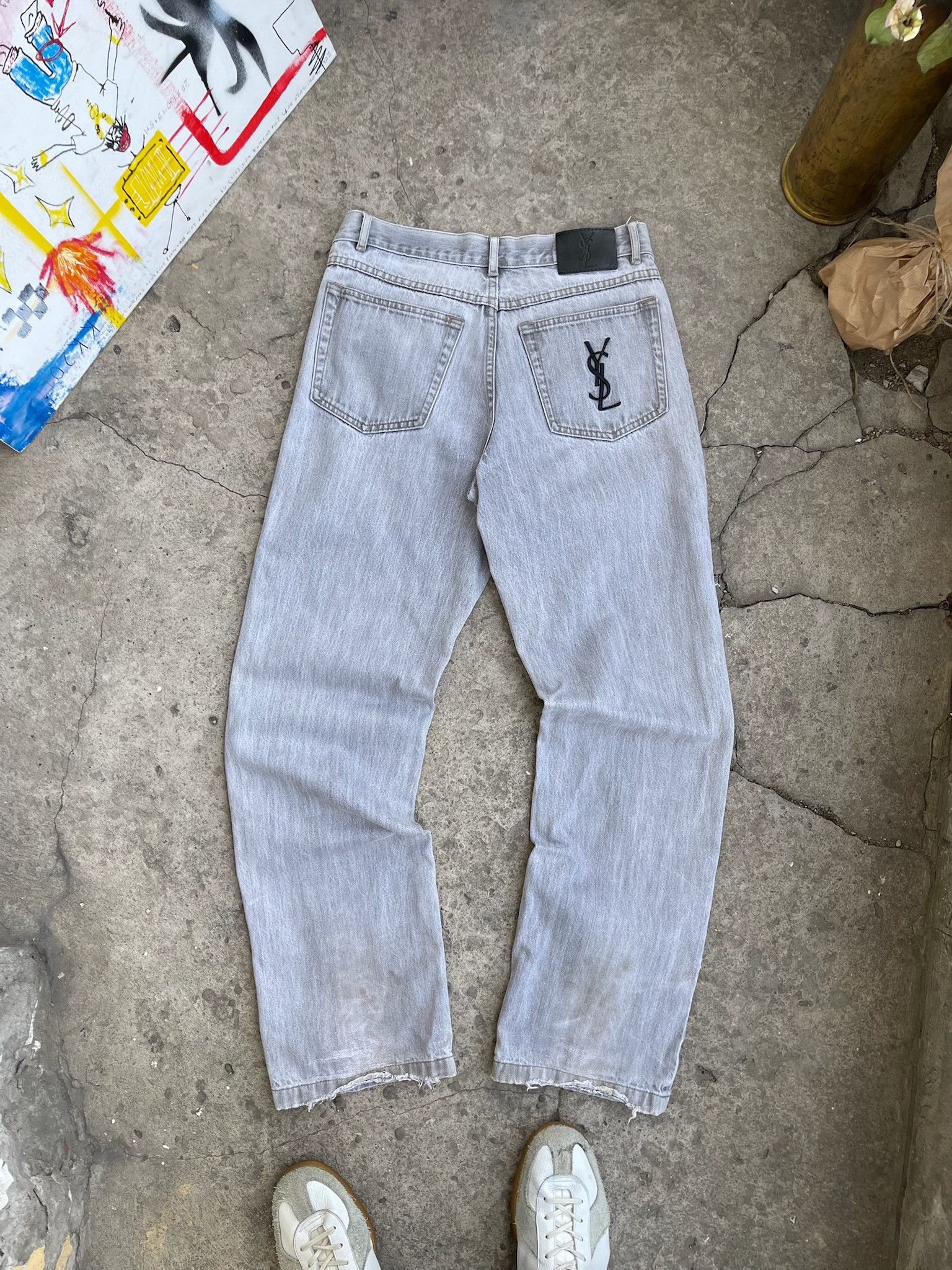 Vintage YSL Jeans Black logo Denim Pants Size US 30 / EU 46 - 11 Thumbnail