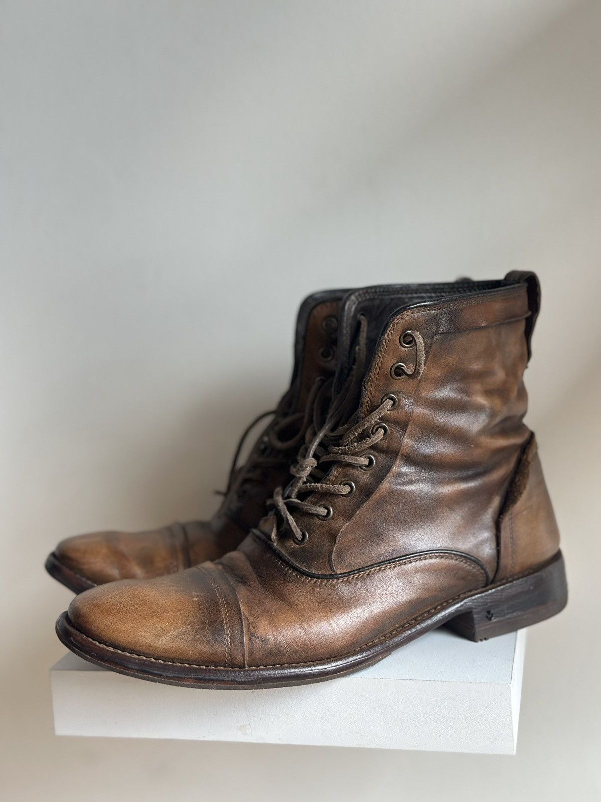 John Varvatos John Varvatos Freeman Rockstar Brown military leather boots Size US 8 / EU 41 - 5 Thumbnail