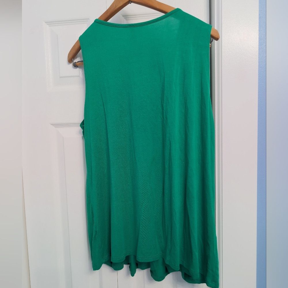 Other Eimin 2XL Pleated Green Sleeveless Women's Top Size XXL / US 16-18 / IT 52-54 - 3 Thumbnail