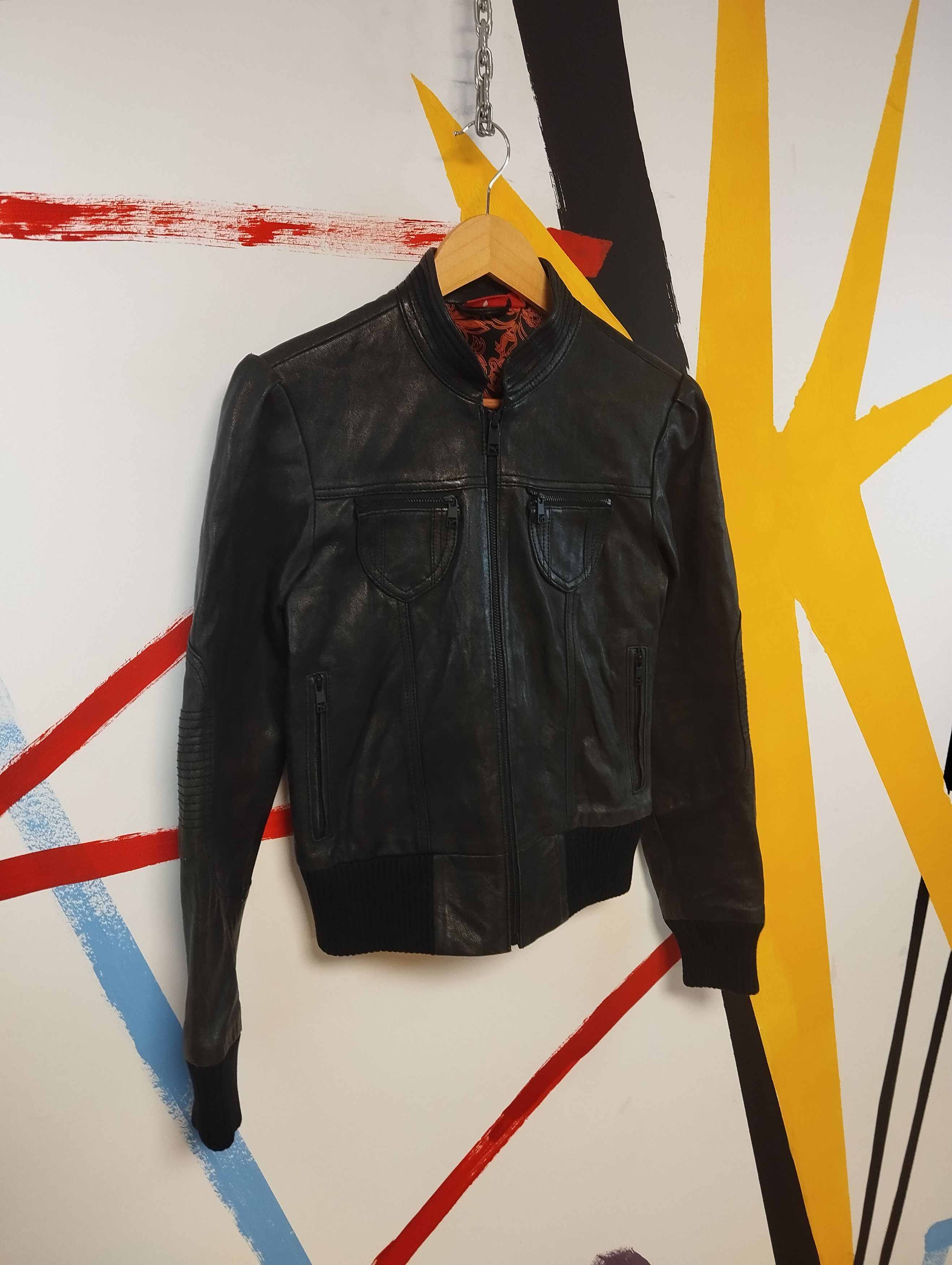 image of Leather Jacket x Puma Vintage Y2K Real Leather Puma Jacket Size Xs in Black, Women's