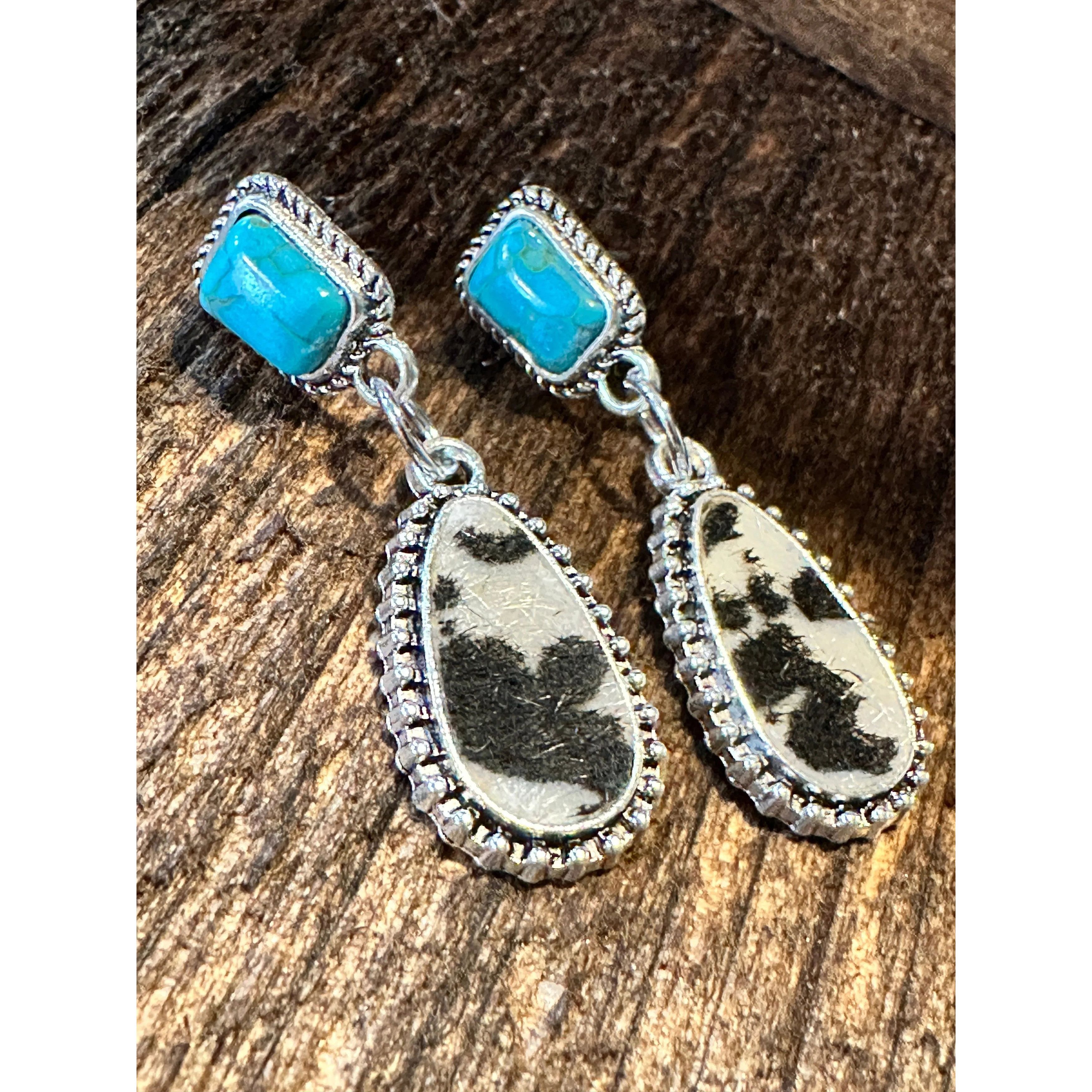 Other Boho Hippie Western Cowgirl Turquoise Stone Silver Drop Stud Size ONE SIZE - 5 Thumbnail