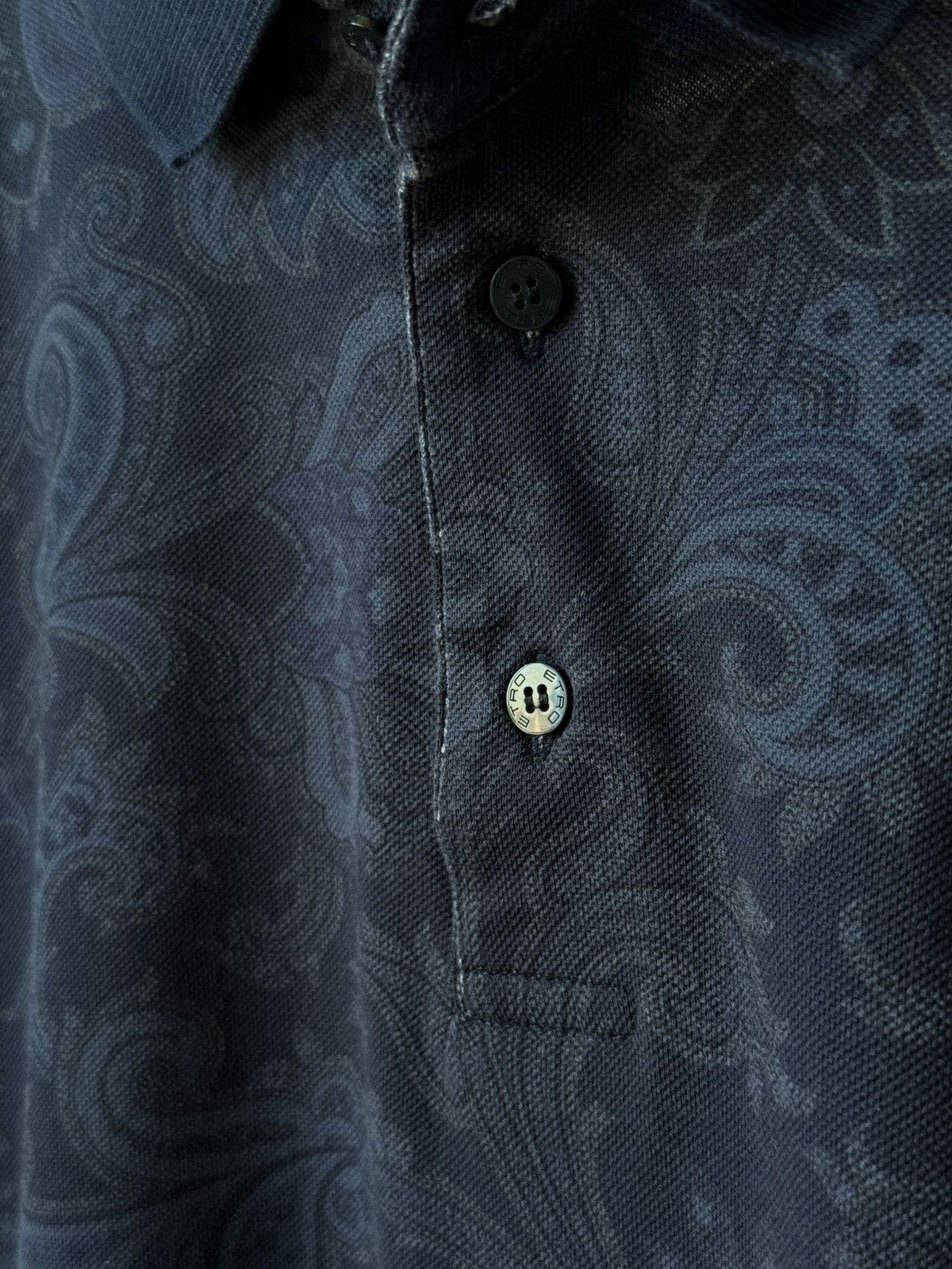 Etro Etro Milano Paisley Polo Shirt Navy Blue Cotton Short Sleeve Size US L / EU 52-54 / 3 - 13 Thumbnail