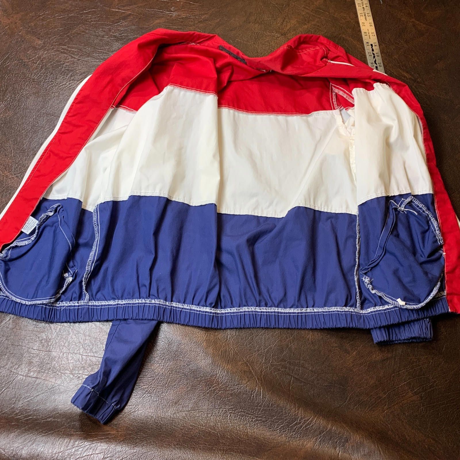 Designer VINTAGE Mel Fox Co Red White Blue Light Windbreaker Sz.L 305 Size US L / EU 52-54 / 3 - 9 Thumbnail
