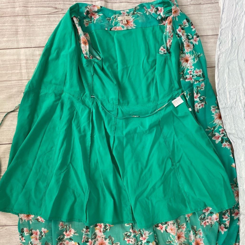 Other Eva Mendez women wrap maxi dress with side tie and floral print green Size XS / US 0-2 / IT 36-38 - 6 Thumbnail