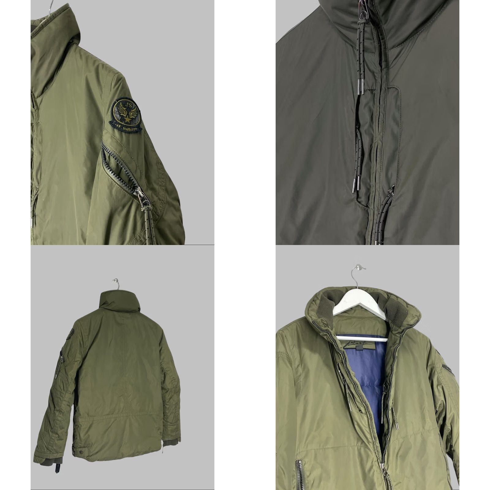 Vintage Jet Set Vintage Ski Jacket Women 12 Olive Nylon Down Zipper Glitter Button Military Jacket 65 cm 61 cm Sleeve Size XL / US 12-14 / IT 48-50 - 9 Thumbnail