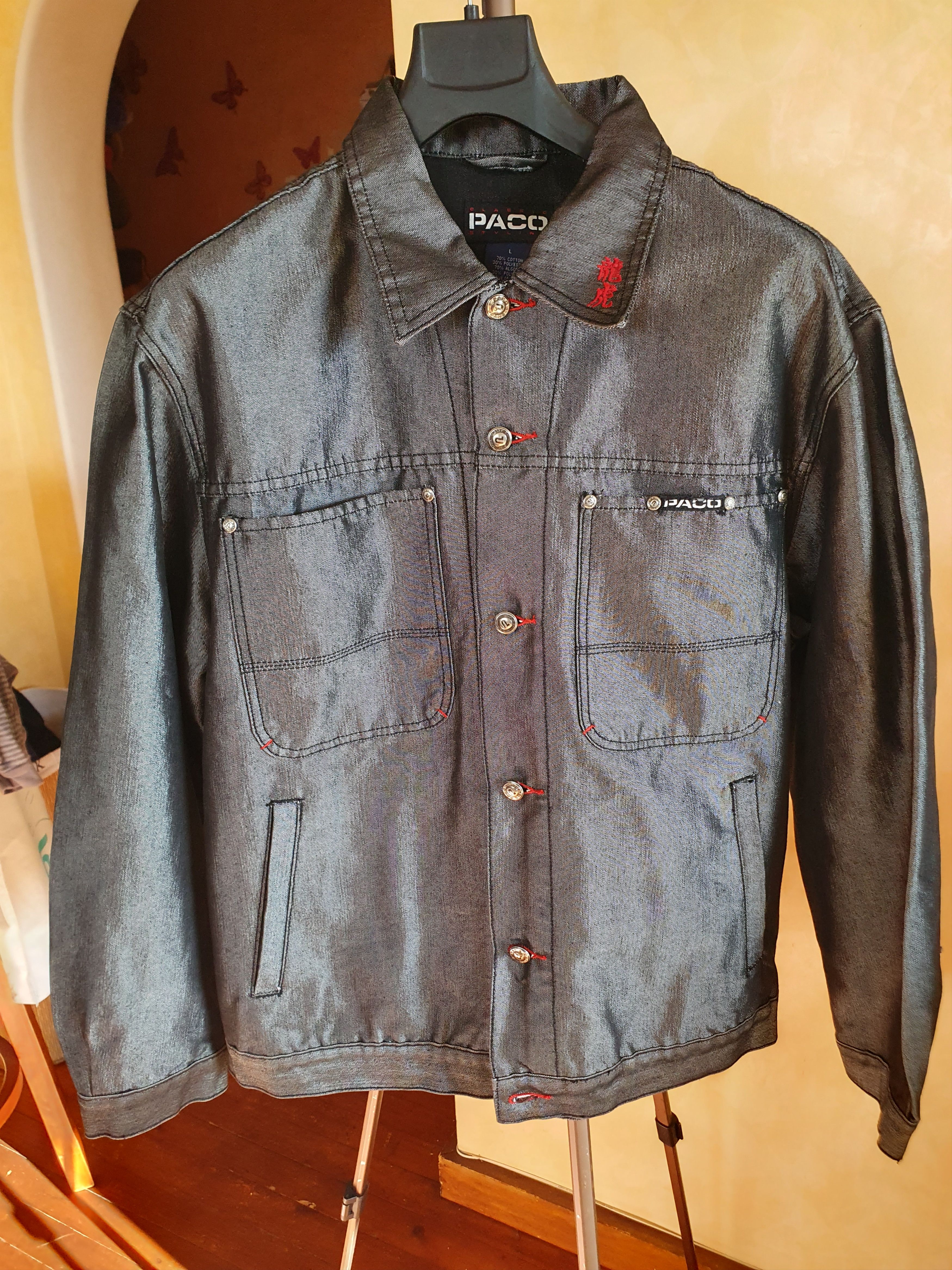 Vintage Pako Embroidered Silver Denim Jacket Vintage Y2K sz L Size US L / EU 52-54 / 3 - 2 Thumbnail