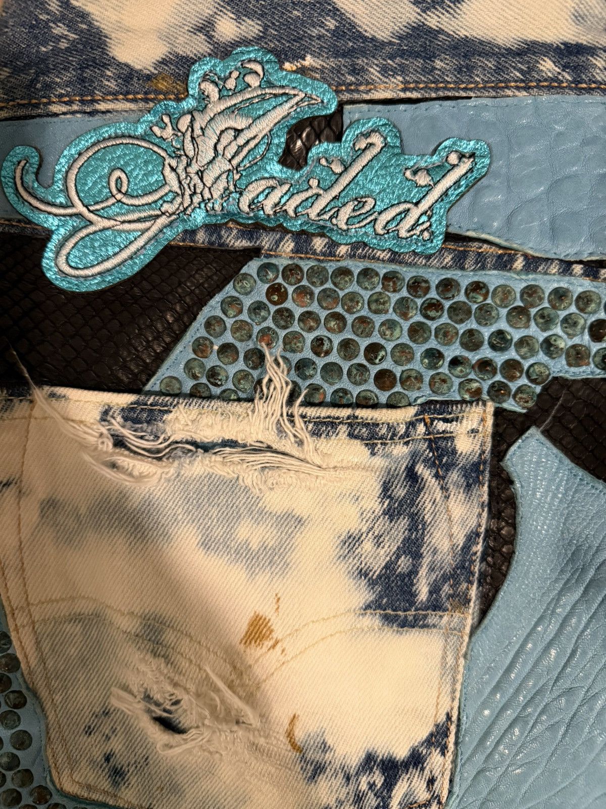 Jaded by Knight Jaded by Knight Handmade Acid Wash Denim Patchwork Bermuda Size US 32 / EU 48 - 4 Thumbnail