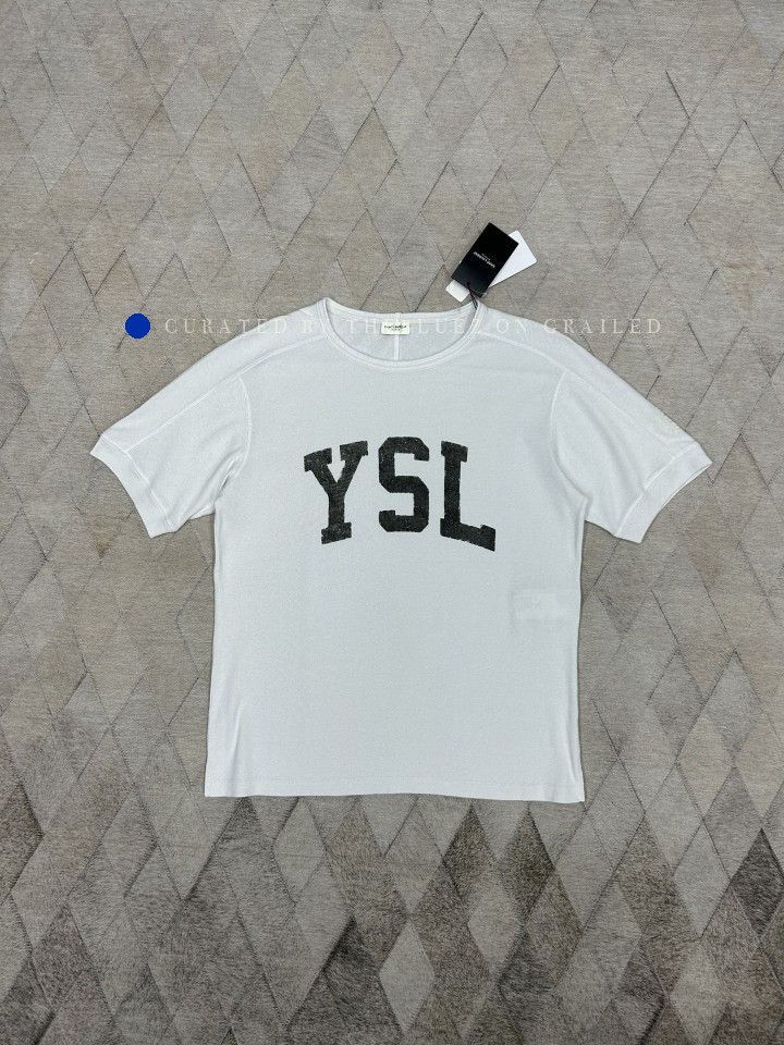 Saint Laurent Paris YSL Logo Short Sleeve Tee in White Size US L / EU 52-54 / 3 - 1 Thumbnail