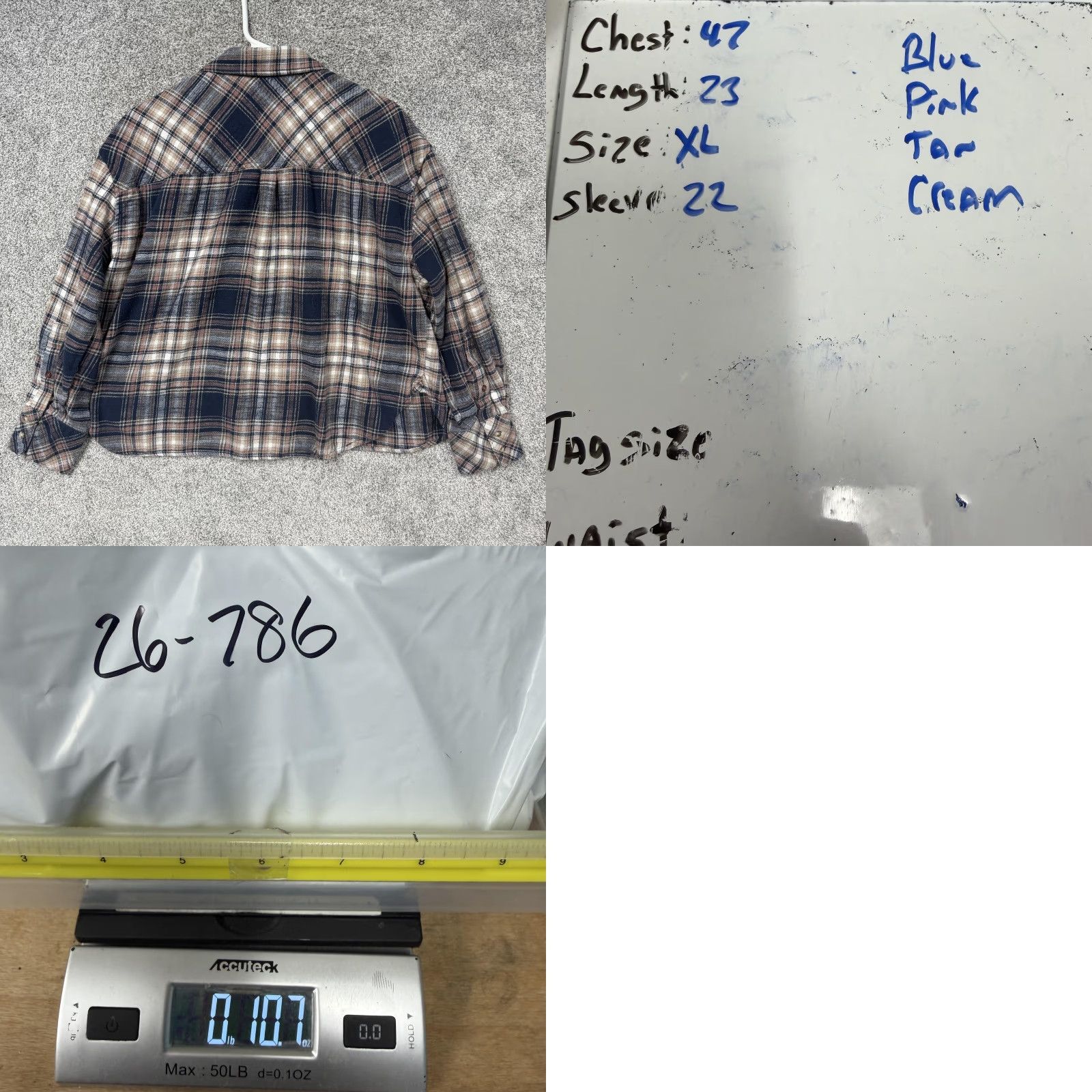 Scotch & Soda Scotch & Soda Womens XL Button-Up Shirt Plaid Flannel Blue Pink Tan Cream Long Sleeve Casual Vintage Grunge Size XL / US 12-14 / IT 48-50 - 8 Thumbnail