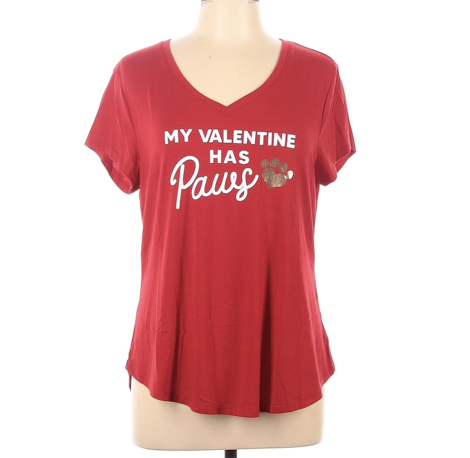 Apt. 9 Apt. 9 Women's Red Valentine Short Sleeve T-Shirt Size L Size L / US 10 / IT 46 - 1 Thumbnail