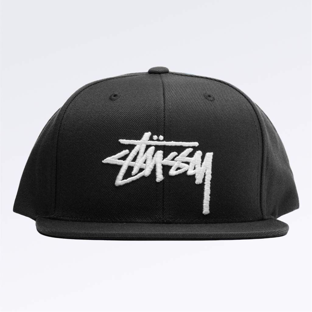 image of Stussy Big Stock Point Crown Black Cap, Men's