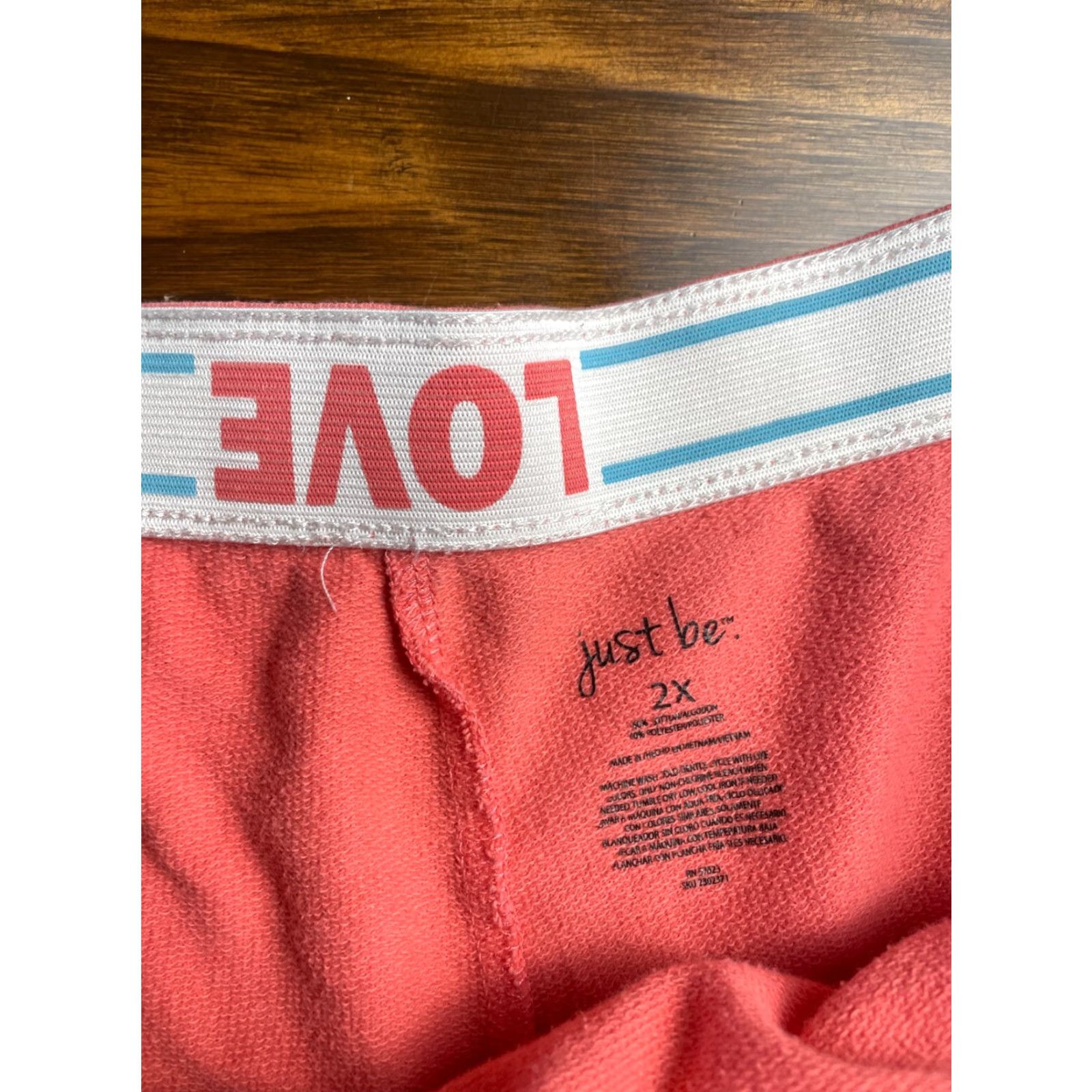 Vintage Just Be Shorts Women's 2XL Pink Lounge Waistband LOVE Floral on Print Lounge Womens 2XL Pink Size 26" / US 2 / IT 38 - 4 Thumbnail