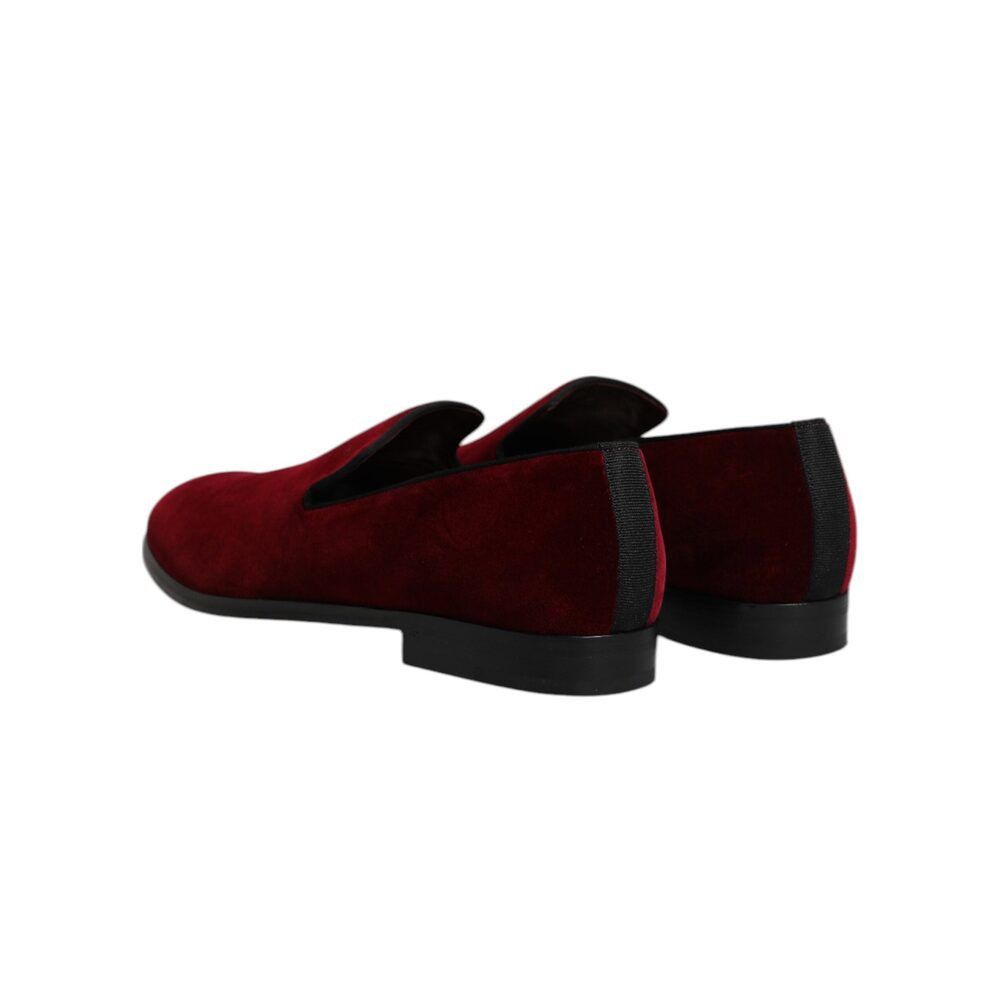Dolce & Gabbana Dolce & Gabbana Red Cotton Velvet Slip On Loafers Formal Sho Size US 10 / EU 43 - 5 Thumbnail