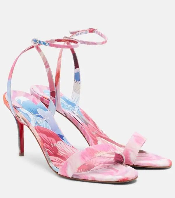 Christian Louboutin os11x0526 Miss Z 80mm Floral Sandals in Multicolor Size US 8 / IT 38 - 2 Thumbnail