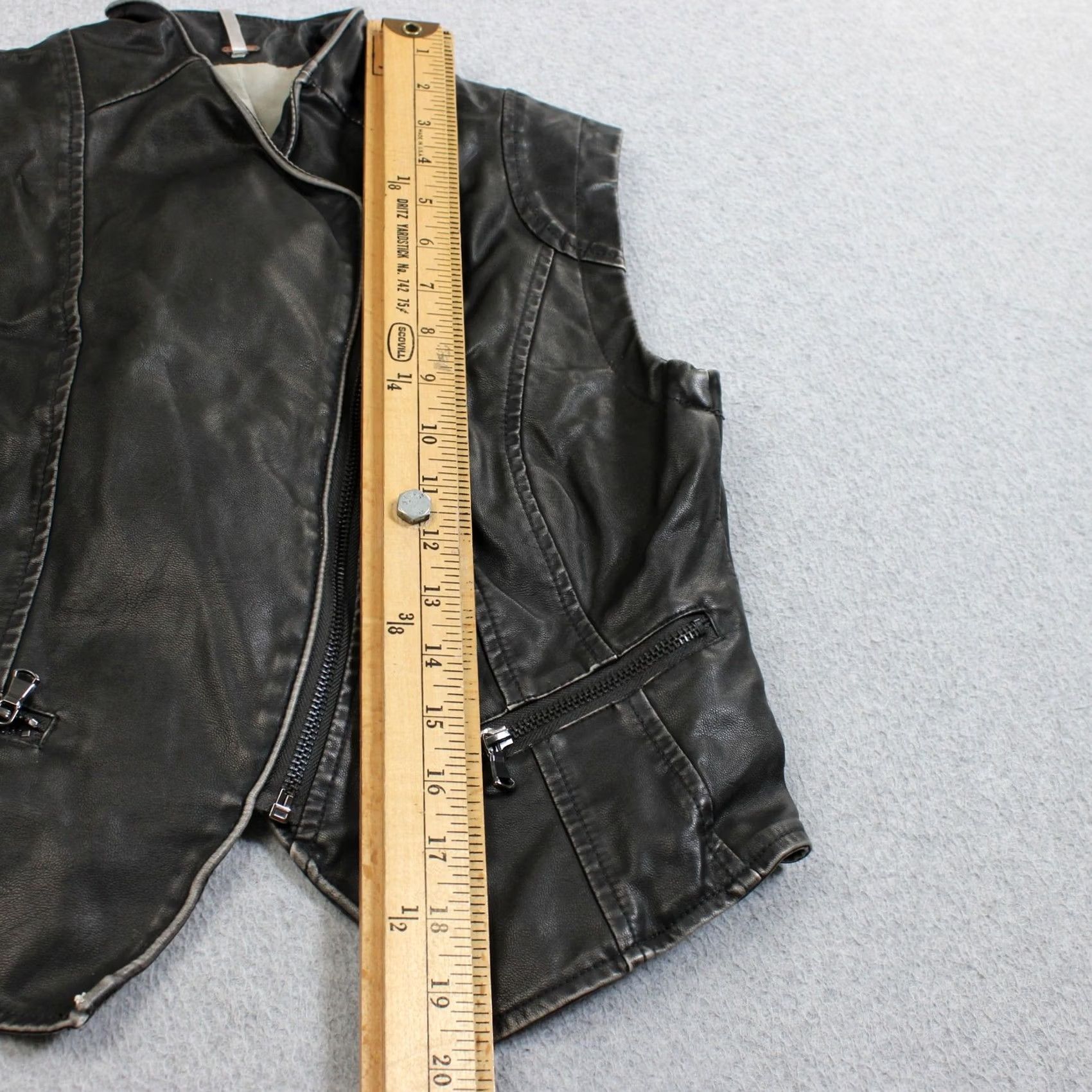 Free People Free People Vest Womens XS Black Faux Leather Moto Biker Zip Pockets Lined Boho Size XS / US 0-2 / IT 36-38 - 6 Thumbnail