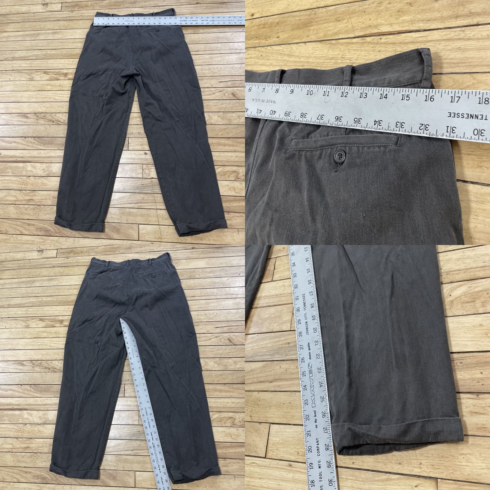 Vintage VINTAGE Structure Urban Wear 90s Pleated Pants Men Baggy 33x29 Brown Gray Cuffed Size US 32 / EU 48 - 8 Thumbnail
