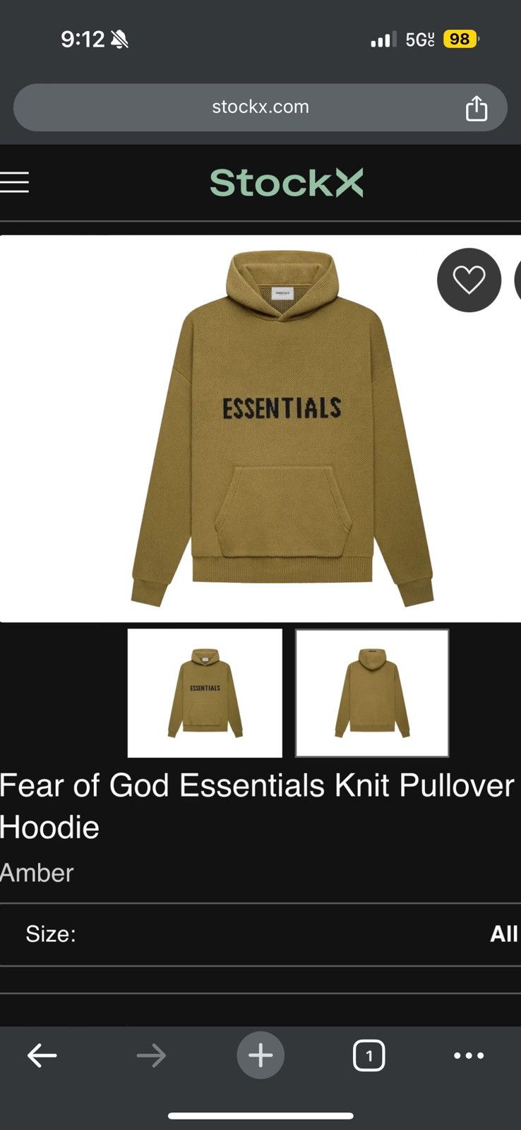 Fear of God 🔥 Fear of God Essentials Knit Hoodie Amber SZ XXL Size US XXL / EU 58 / 5 - 9 Thumbnail