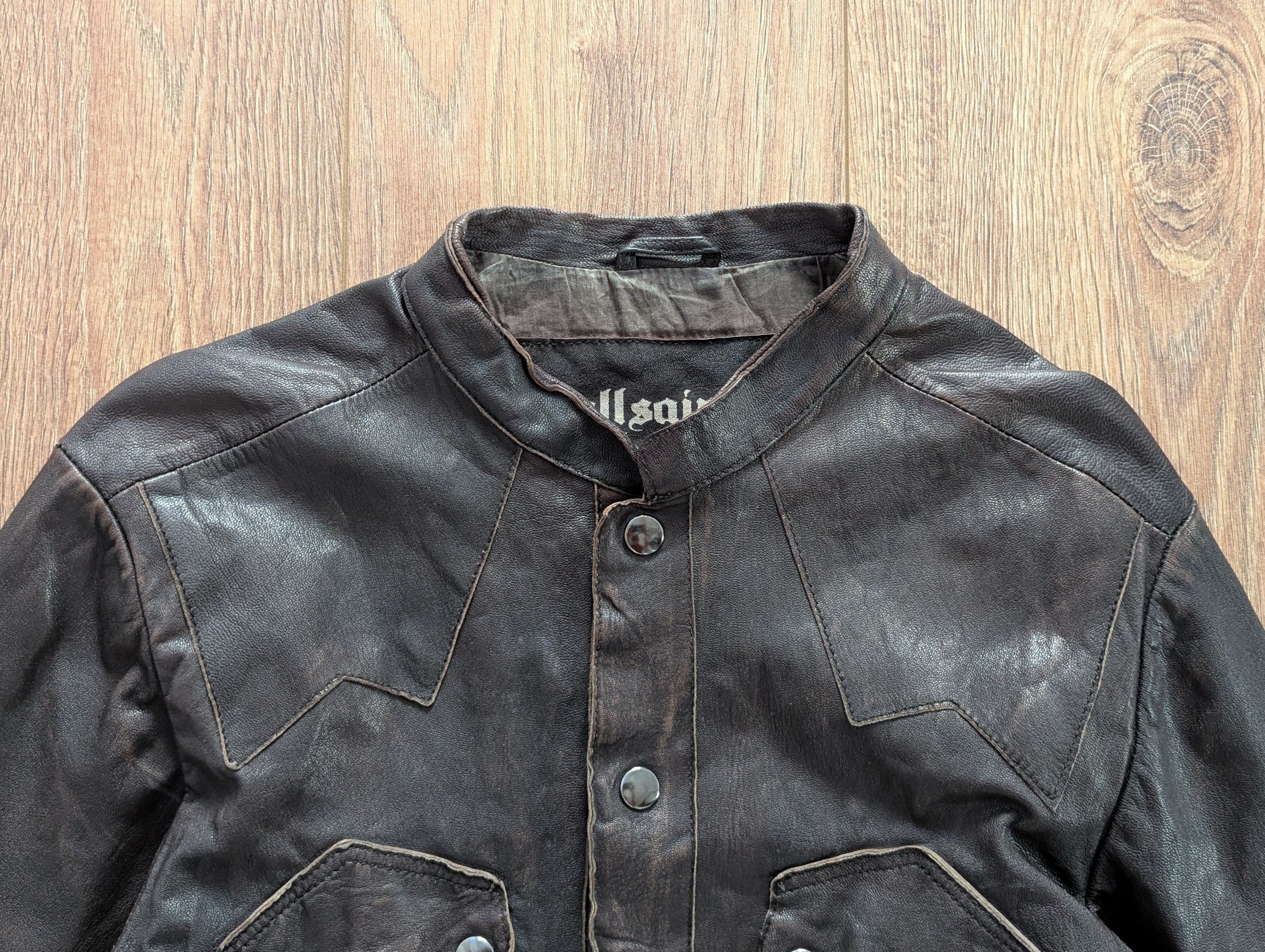 ALLSAINTS Rock Shirt Leather Clothing Slim Fit Dark Brown