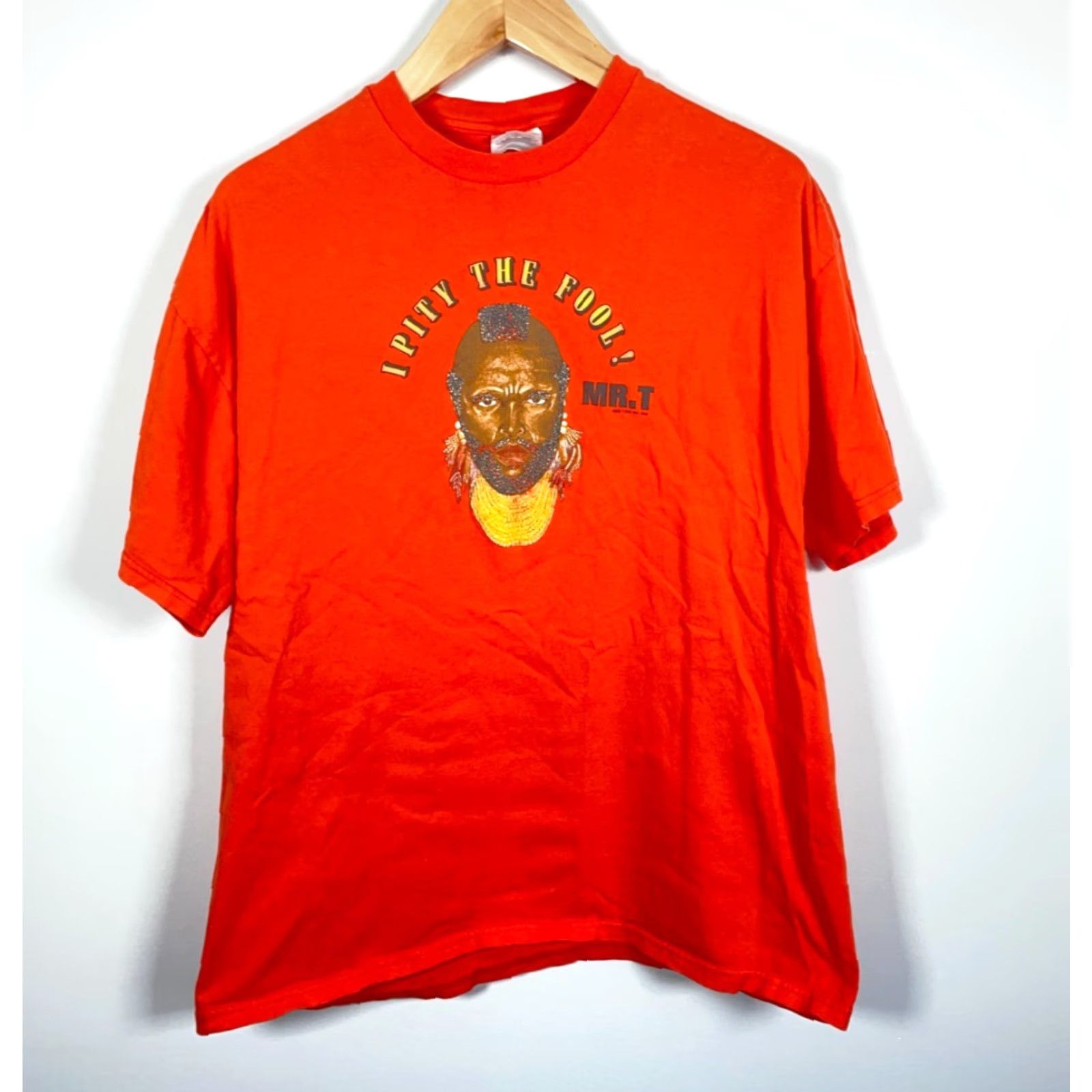 Hanes VINTAGE Mr. T Pity the Fool T-Shirt Hanes Short Sleeve Crew Neck 2000 Orange Adult XL/ Large Men Size US L / EU 52-54 / 3 - 2 Thumbnail