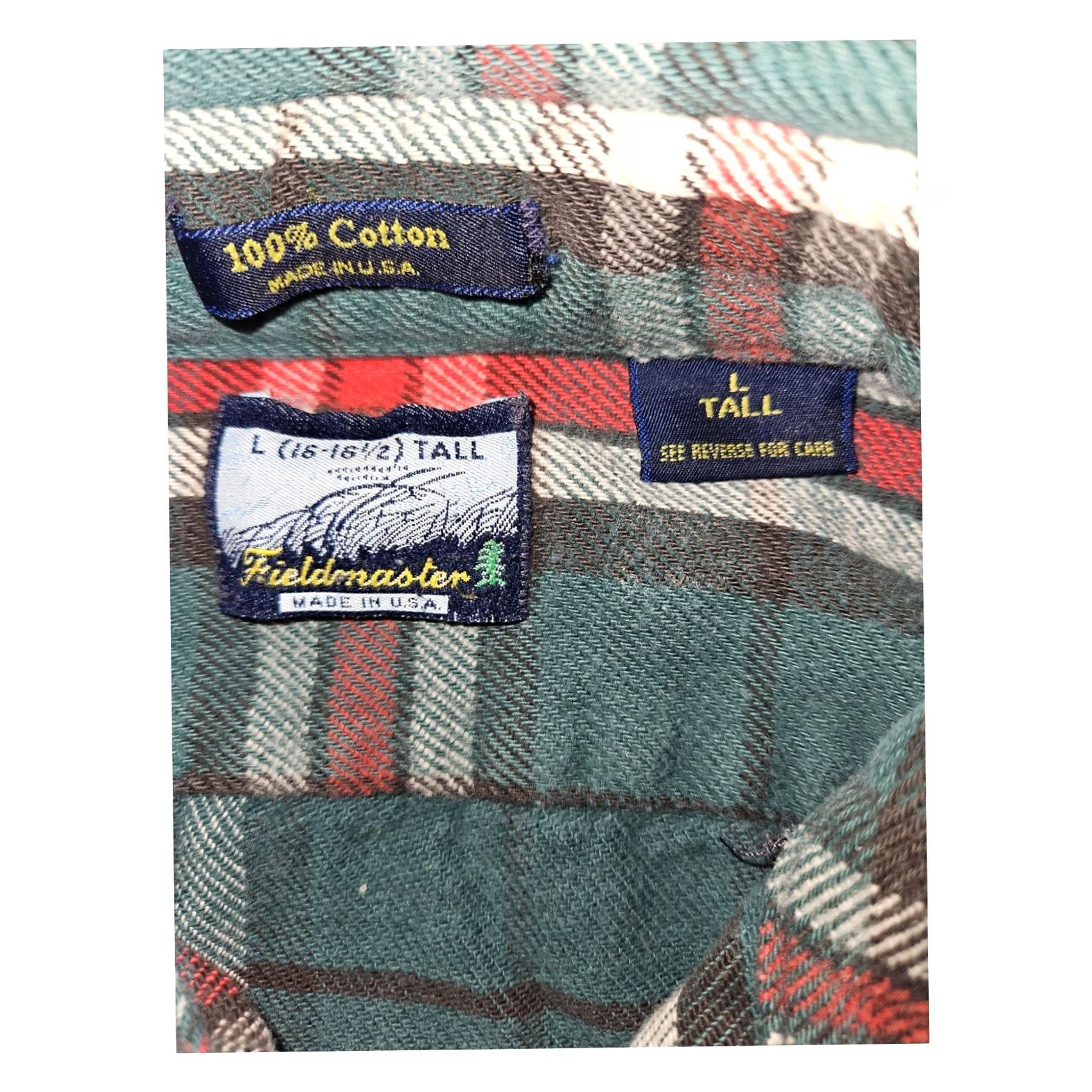 Vintage VINTAGE Fieldmaster Flannel Button Long Sleeve LT Men's Green Plaid 90s Outdoors Shirt Size US L / EU 52-54 / 3 - 2 Thumbnail