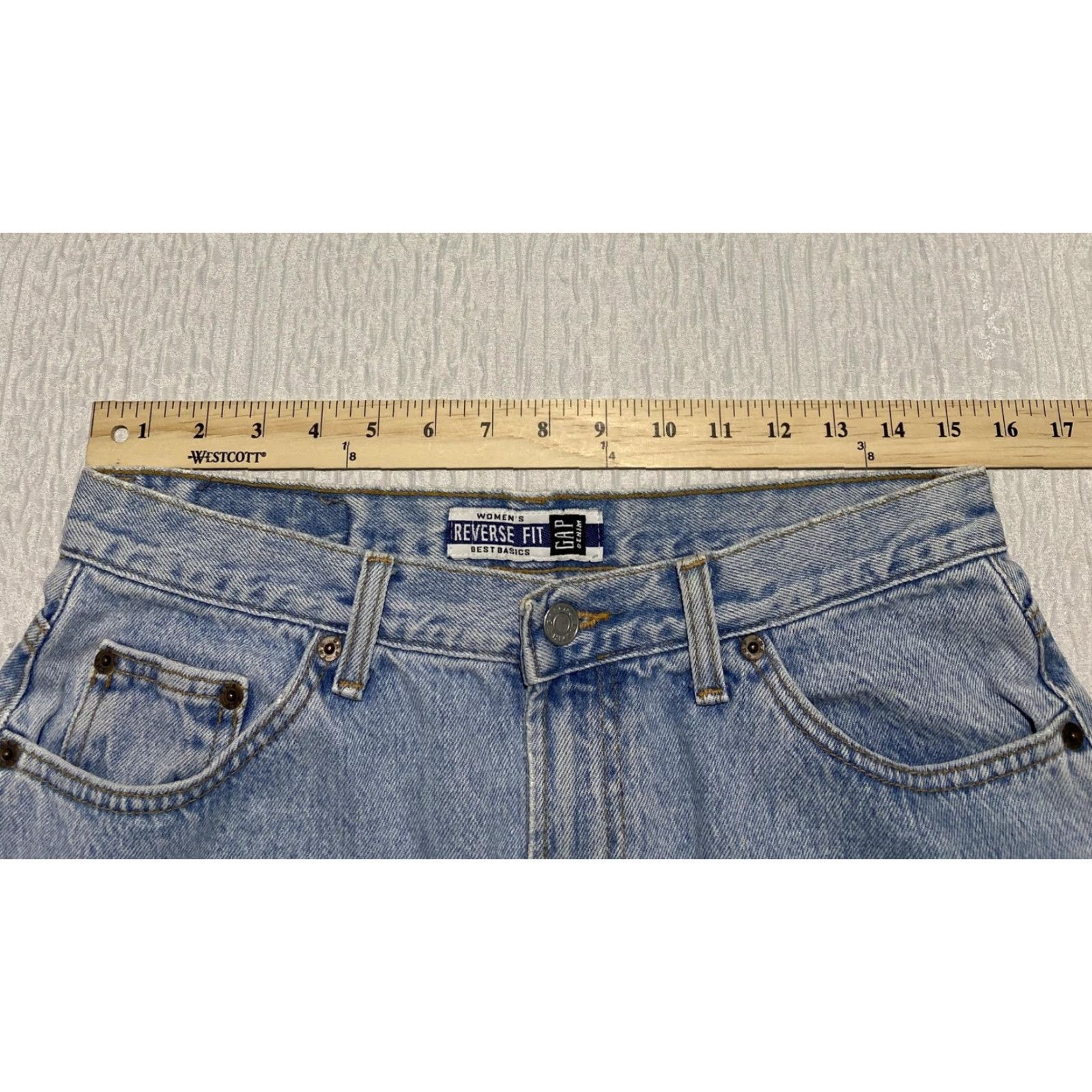 Gap VINTAGE Gap Jeans Womens 14 Regular Blue Denim Reverse Fit Tapered High Waist USA 90s Baggy Size 36" / US 14 / IT 50 - 6 Thumbnail