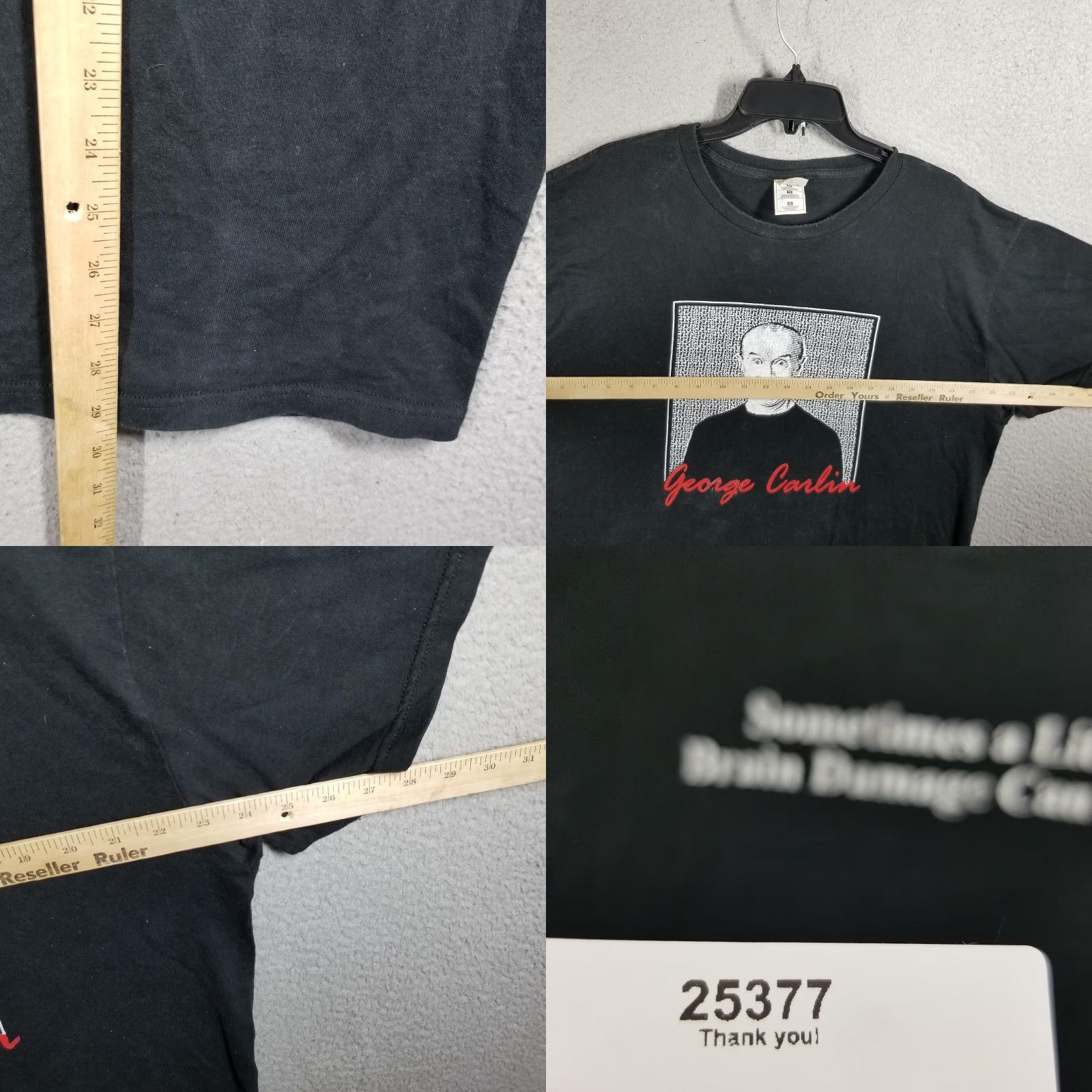 Fruit Of The Loom VINTAGE George Carlin Shirt Mens XL Black Comedy Graphic Brain Damage 90s Size US XL / EU 56 / 4 - 8 Thumbnail
