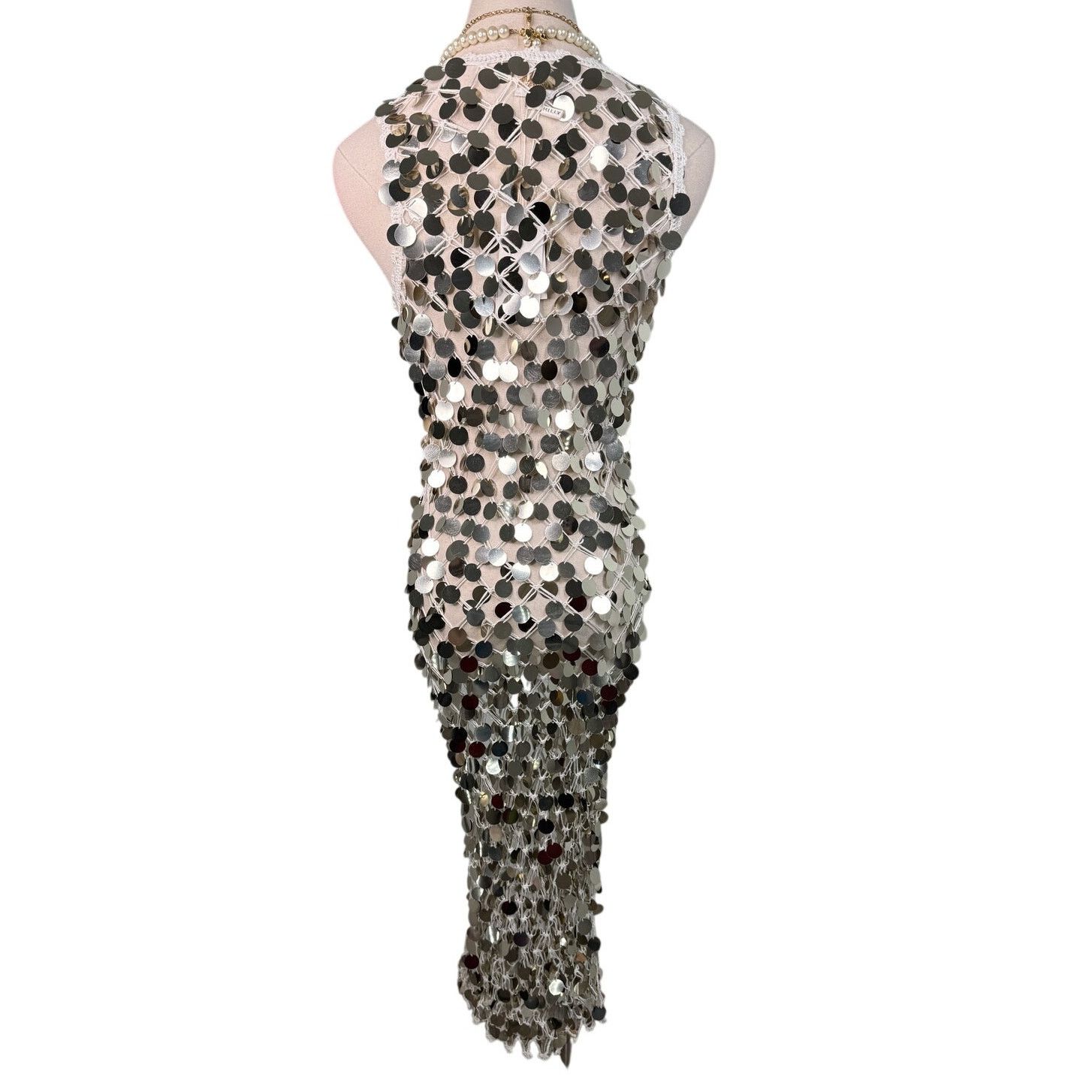 MILLY Milly Cabana sequin crochet midi dress cover up size P/S Size S / US 4 / IT 40 - 10 Thumbnail