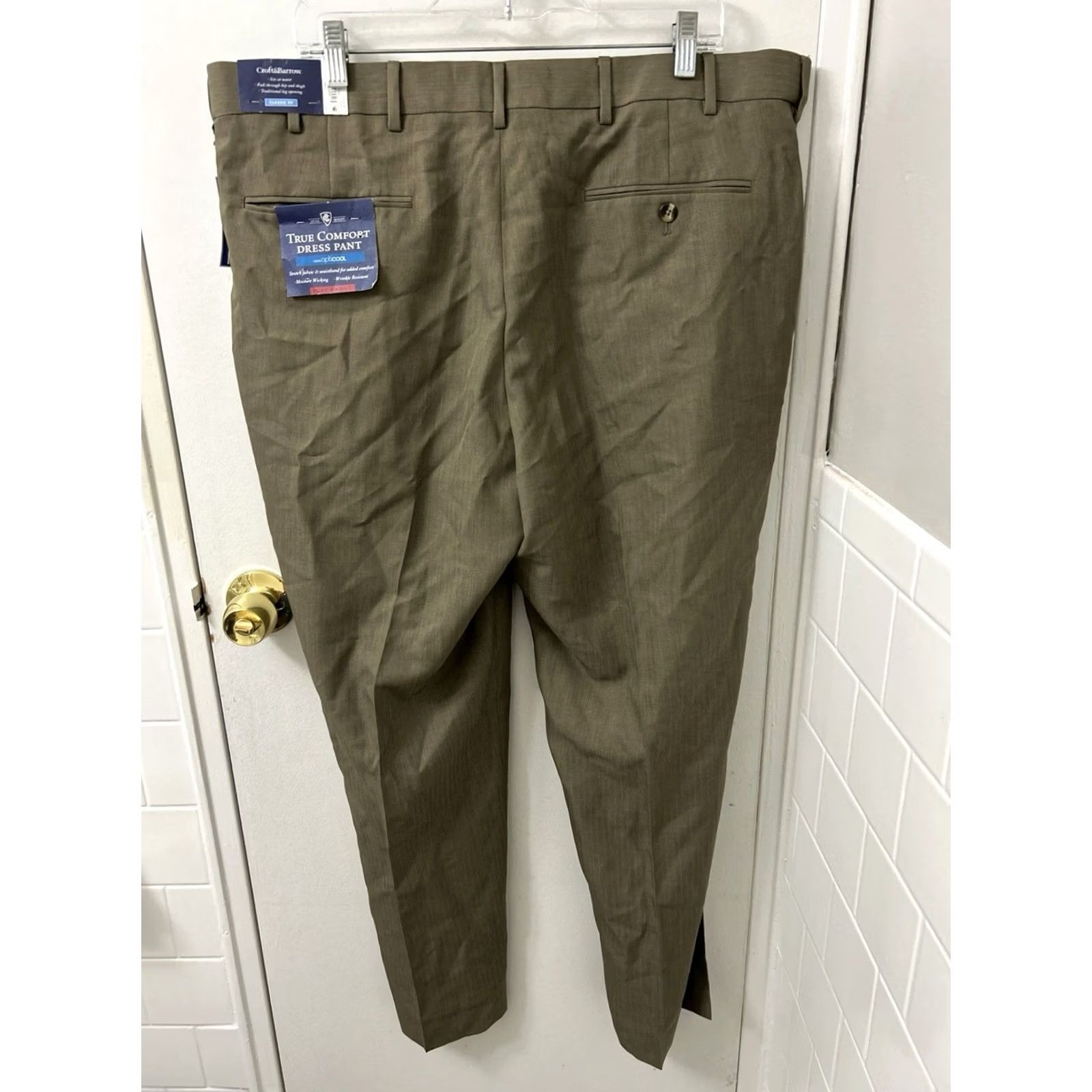 Croft & Barrow Croft & Barrow True Comfort Dress Pants Mens 40x30 Olive Brown Herringbone NWT Size US 40 / EU 56 - 2 Thumbnail