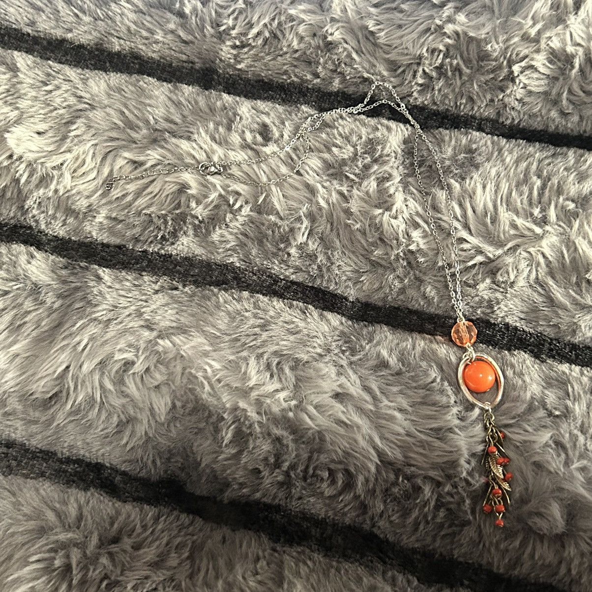 Handmade Handcrafted repurpose bead fringe pendant on chain necklace Size ONE SIZE - 6 Thumbnail