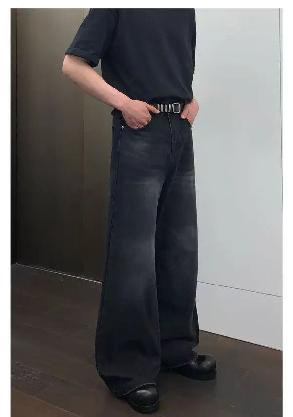Japanese Brand Yuka Street washed vintage black straight flared jeans y2k Size US 32 / EU 48 - 6 Thumbnail