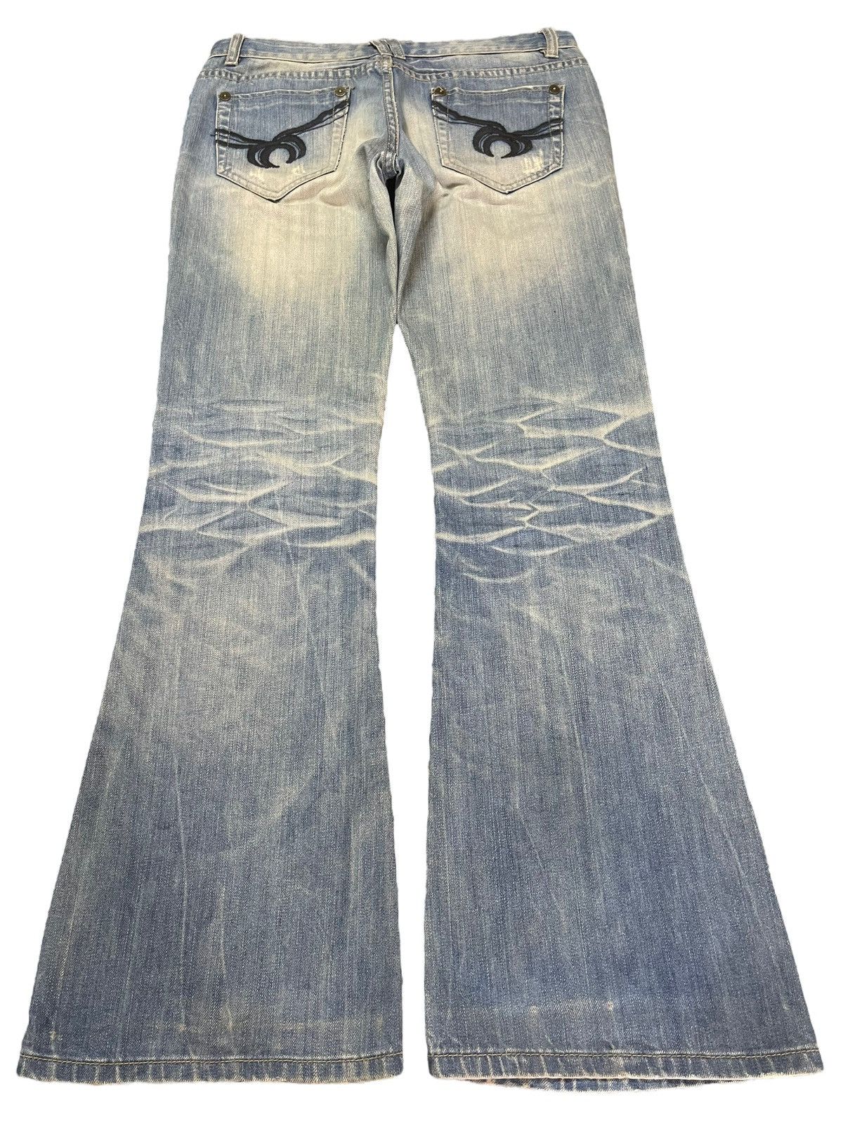 If Six Was Nine Vintage Japanese Brand Mud Faded Wash Distress Flare Jeans Size US 31 - 2 Thumbnail
