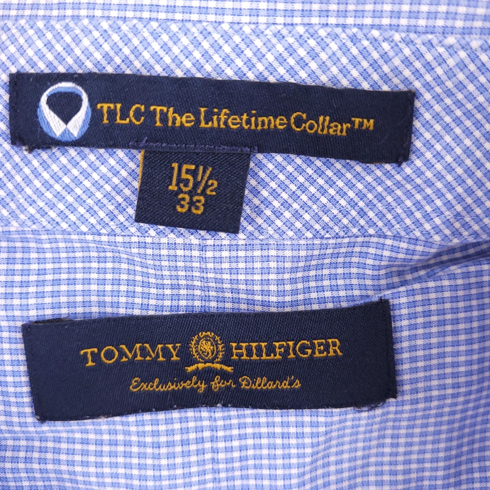Tommy Hilfiger Tommy Hilfiger Traveler Lifetime Dress Shirt Sz 15.5 33 Blue Striped Oxford Shirt Mens Size 42R - 4 Thumbnail