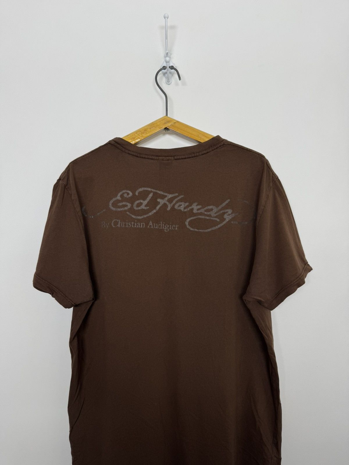 Ed Hardy Ed Hardy Christian Audigier Skull Tatto Brown T-shirt Size US L / EU 52-54 / 3 - 10 Thumbnail