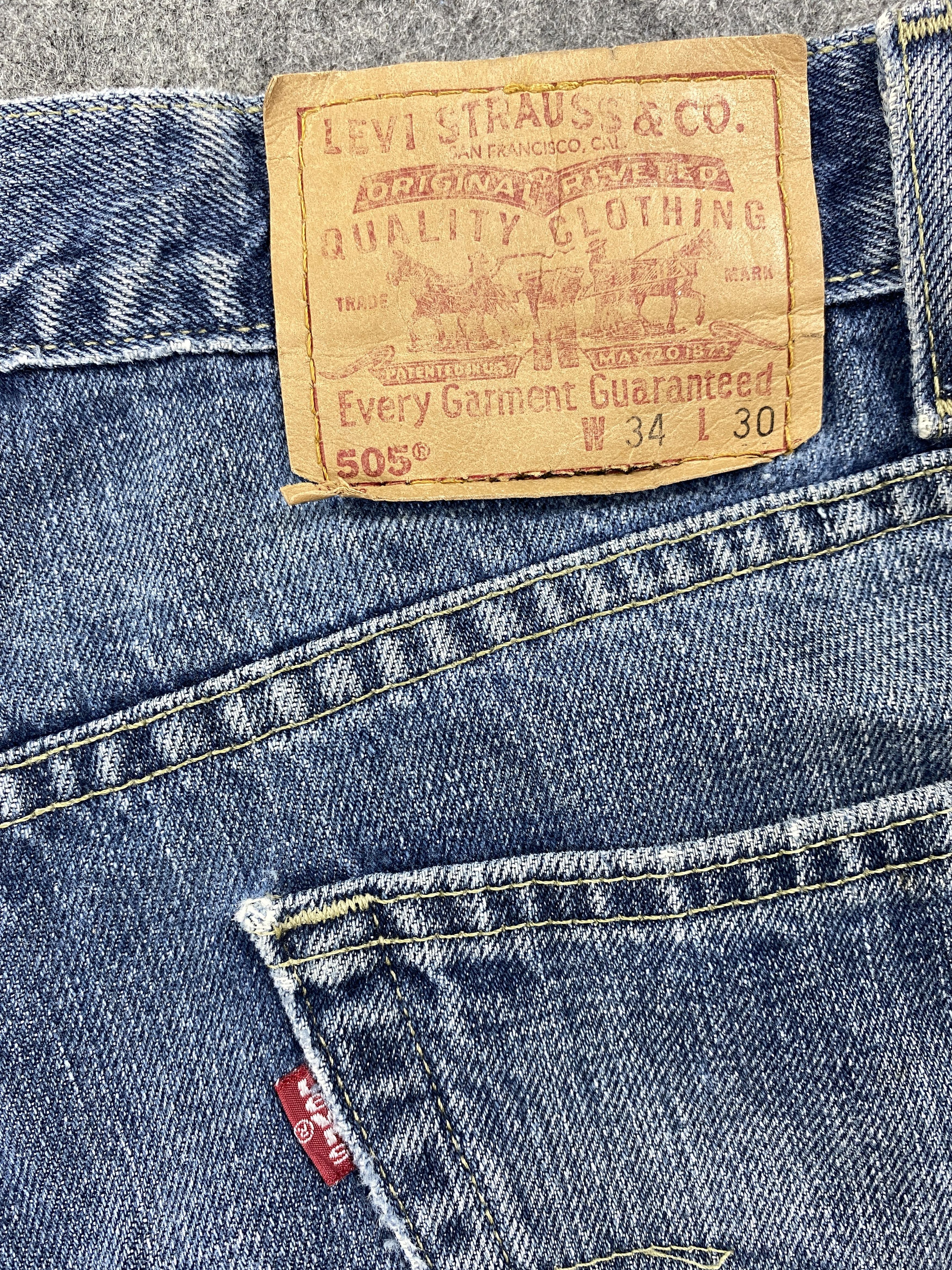 Levi's Blue Distressed Vintage Levi's 505 Jeans 34x30 Denim JN1286 Size US 34 / EU 50 - 10 Thumbnail