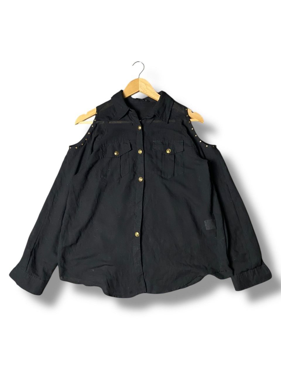 Dig Deep Vintage Dig Deep Punk Cold Shoulder Button Up Shirt (165) Size M / US 6-8 / IT 42-44 - 1 Thumbnail
