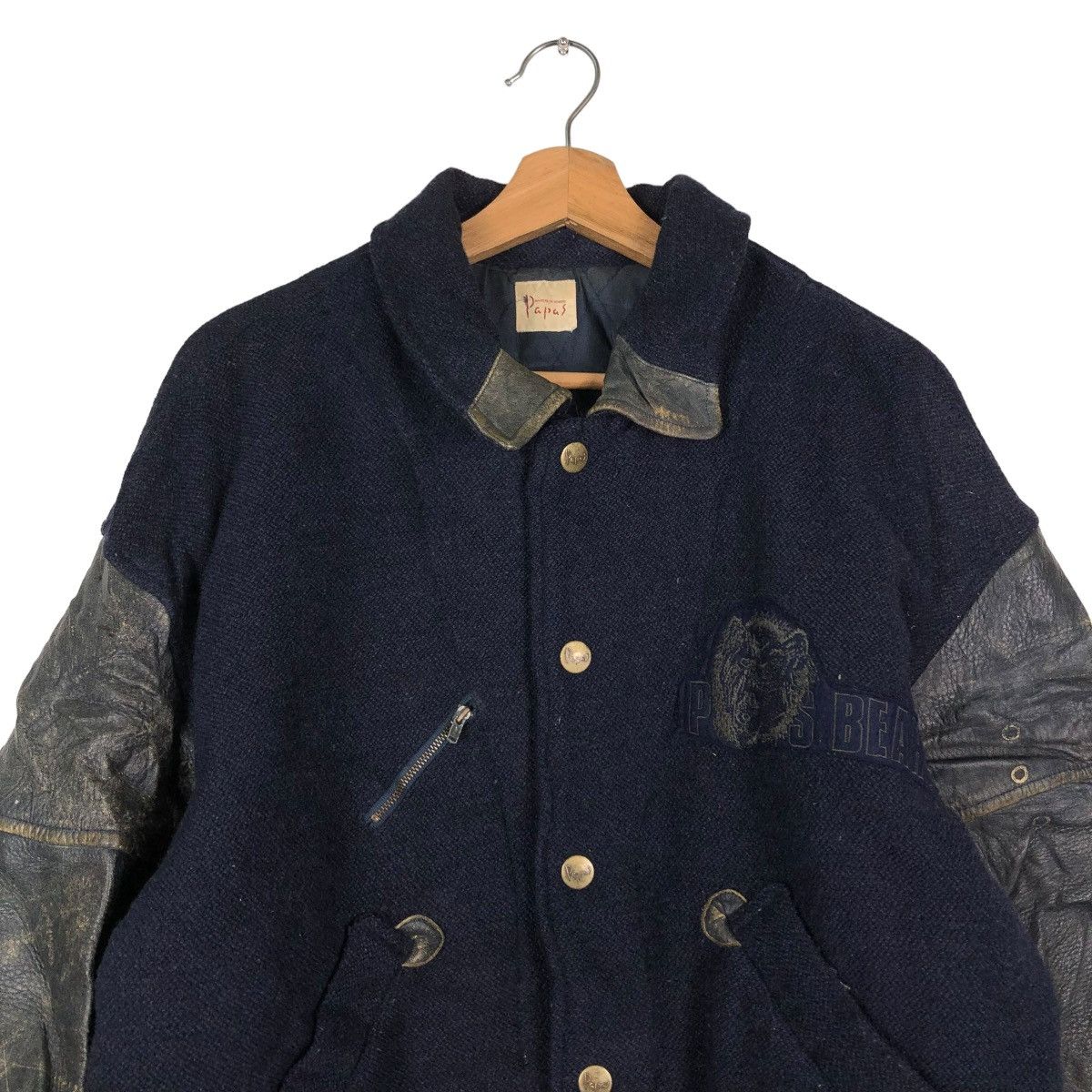 Japanese Brand 🔥VINTAGE LEATHER JACKET JUMPER STADIUM PAPAS BIG LOGO Size US M / EU 48-50 / 2 - 5 Thumbnail