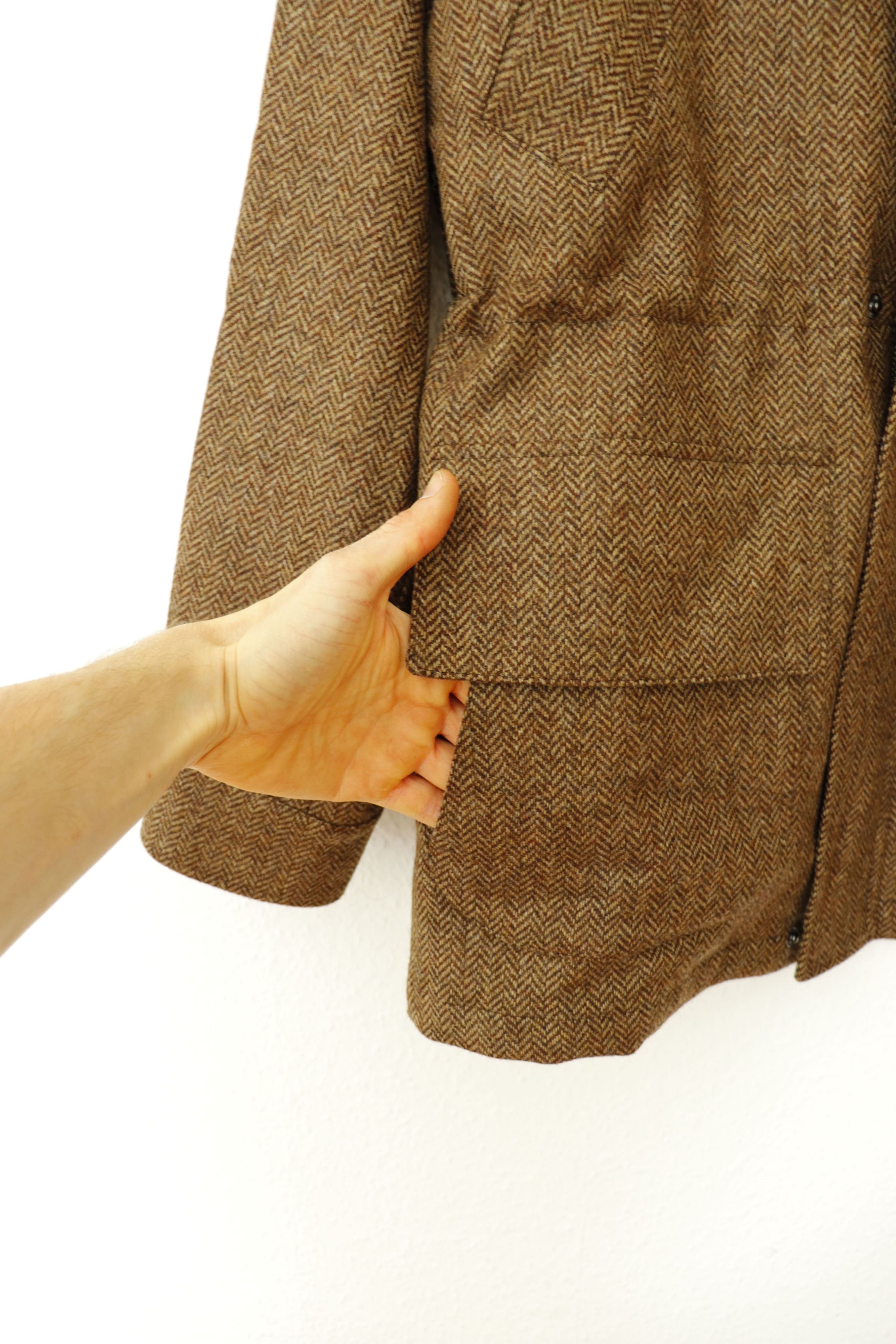Anglo-Italian Cavour Raglan City Jacket in Herringbone Tweed Size US S / EU 44-46 / 1 - 11 Thumbnail
