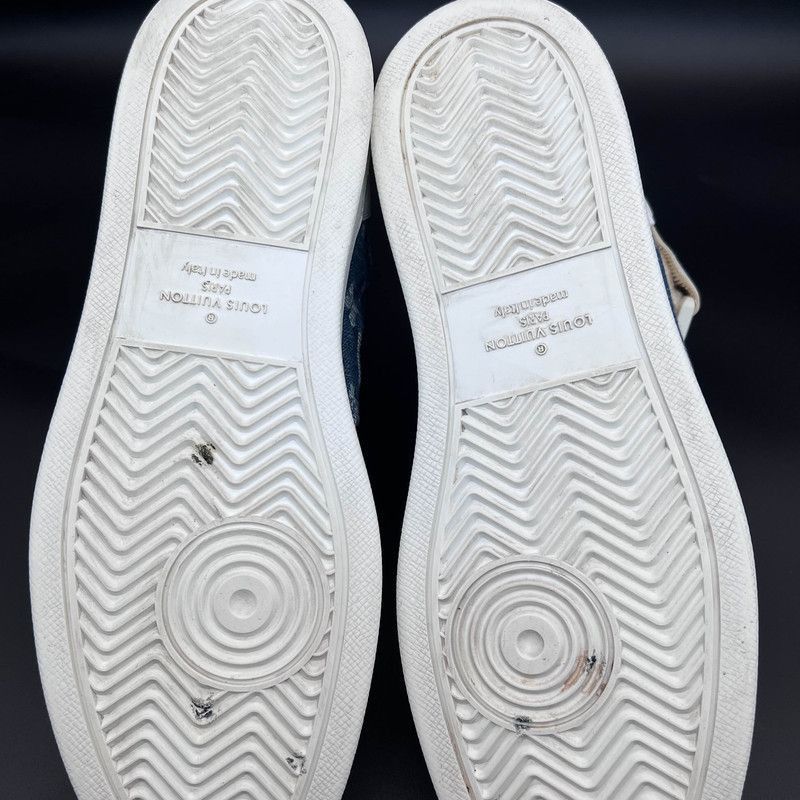 Louis Vuitton Rivoli High Top Sneakers in White Blue -