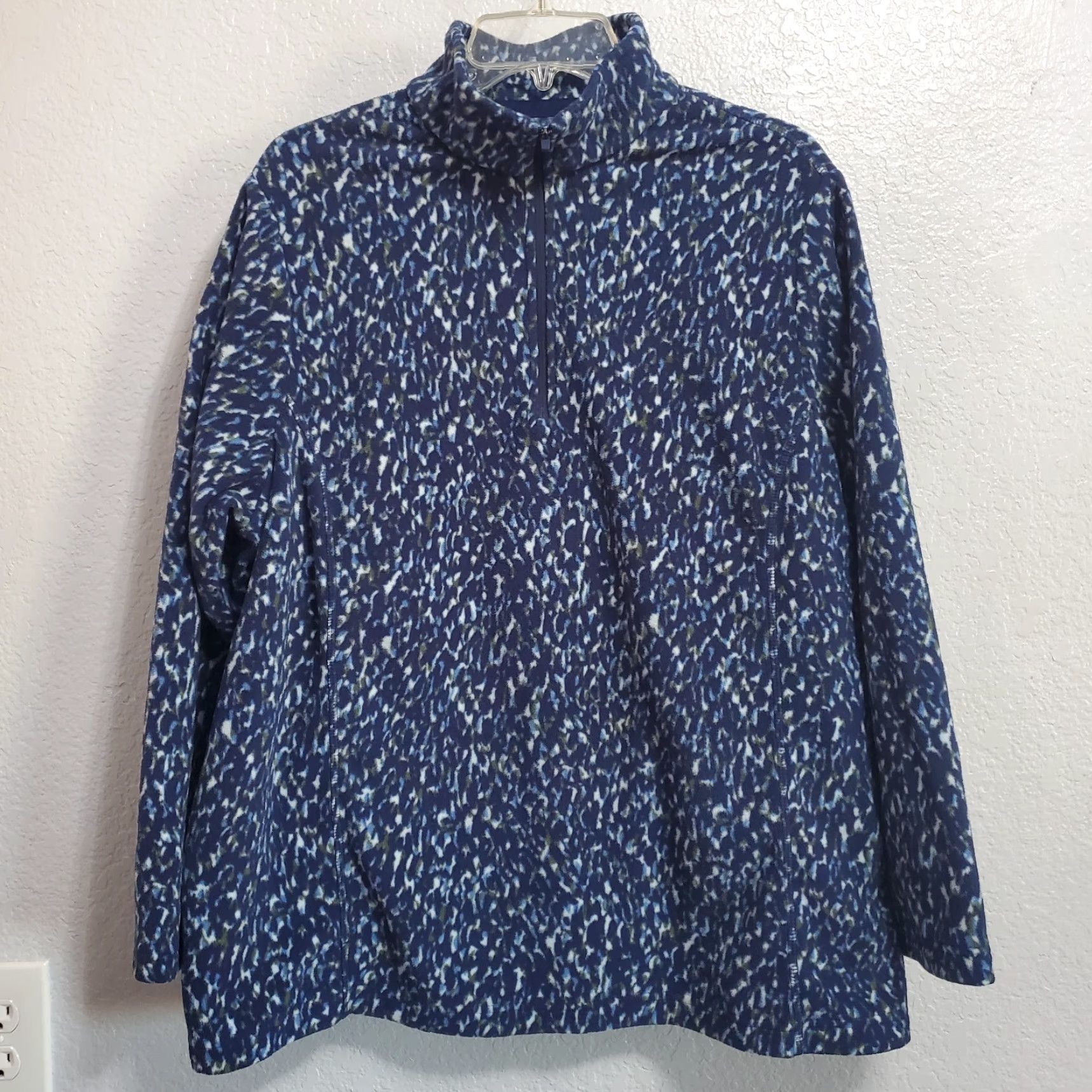 Lands' End VINTAGE Lands' End Fleece Pullover Womens Plus 1X Blue White Print 1/4 Zip Outdoors Size XL / US 12-14 / IT 48-50 - 2 Thumbnail