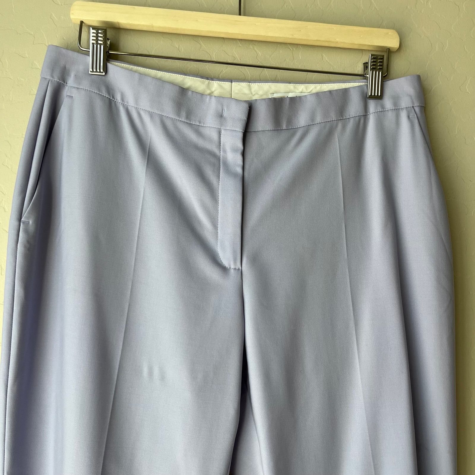Another Tomorrow Another Tomorrow Lilac Merino Wool Straight Leg Trousers 10 Size 32" / US 10 / IT 46 - 4 Thumbnail