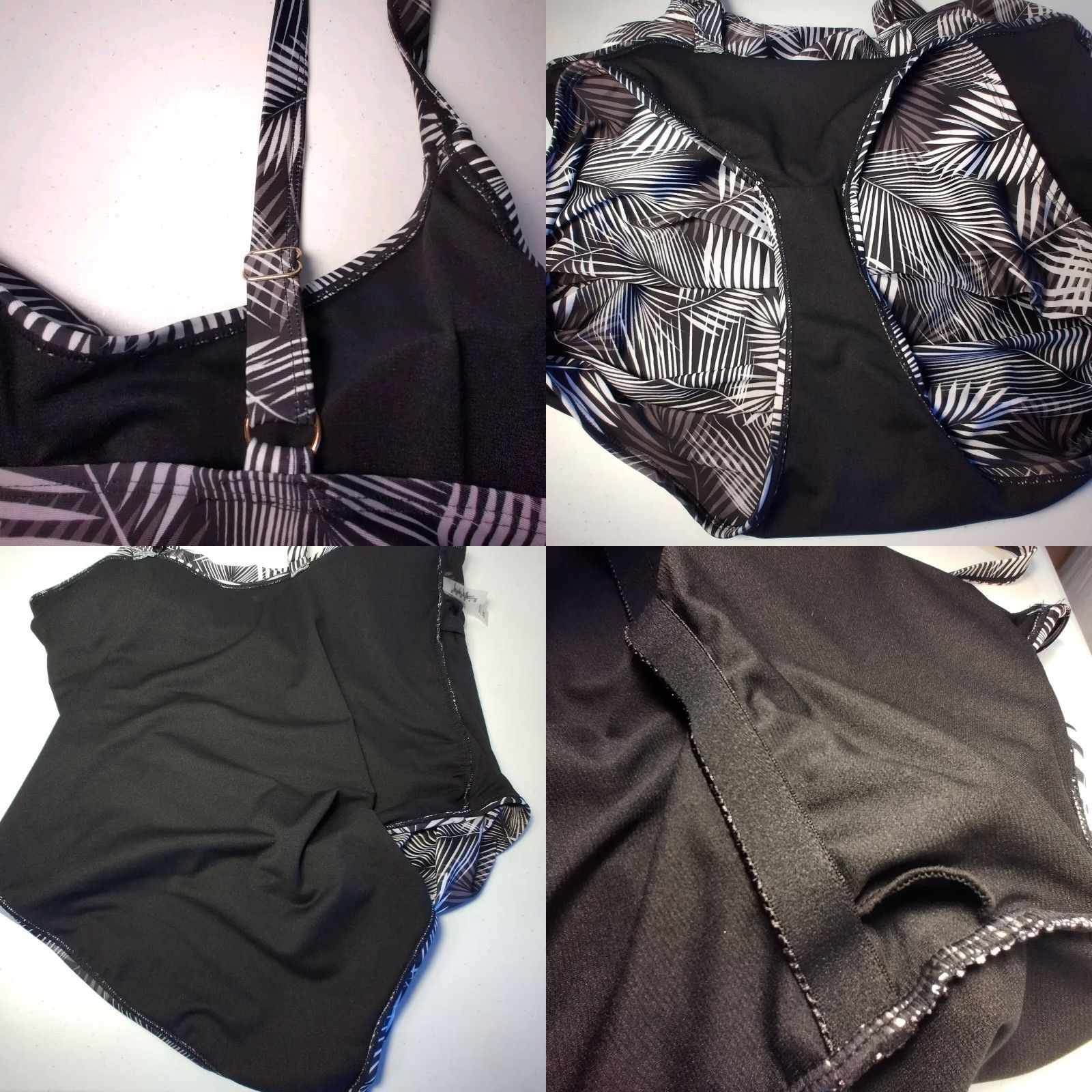 Nicole Miller Nicole Miller Plus Size 3X Bathing Suit One Piece Black White Gray Palm Swimsuit Size XXL / US 16-18 / IT 52-54 - 9 Thumbnail