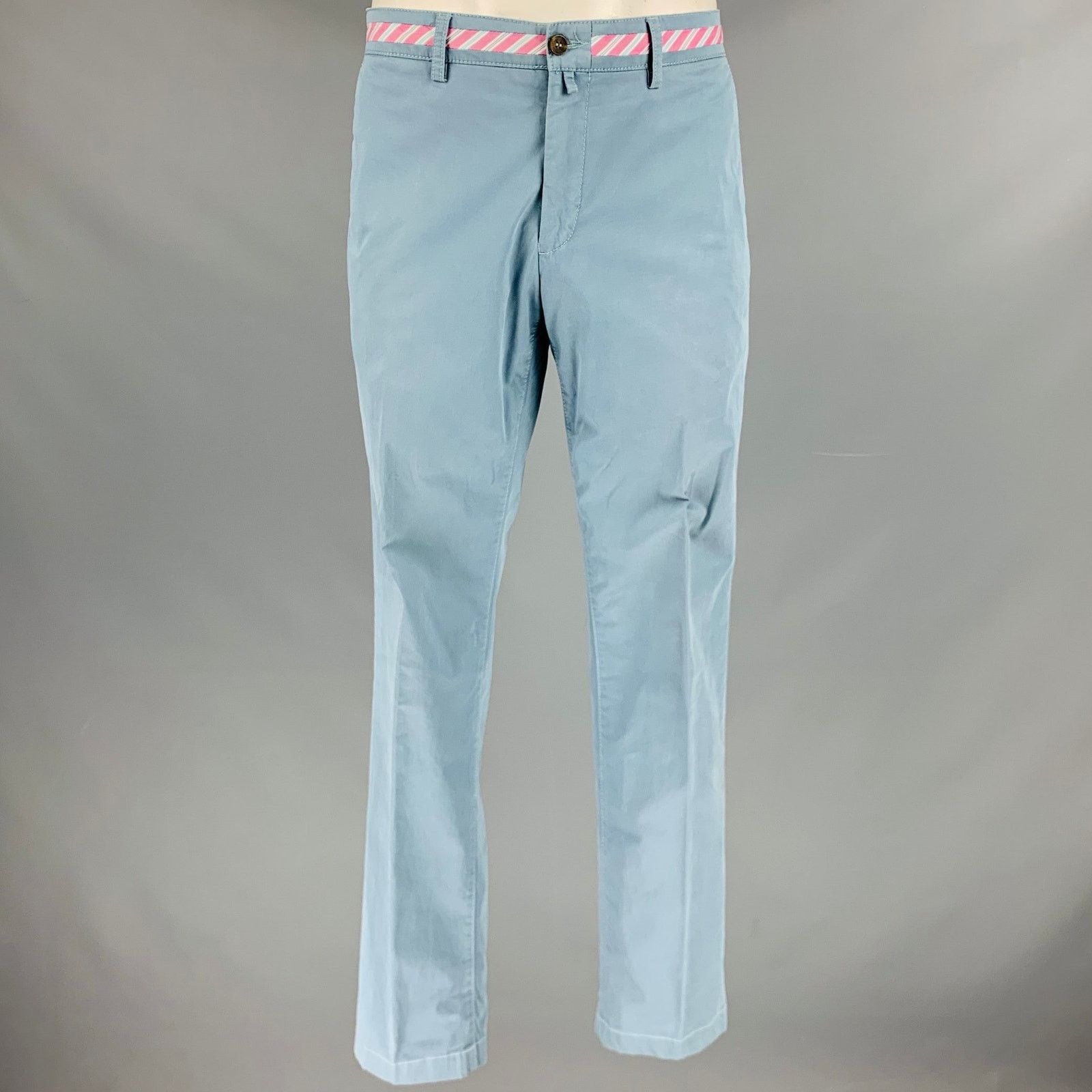 Other MOVE by DIGEL Blue Cotton Ribbon Trim Flat Front Pants Size US 36 / EU 52 - 1 Thumbnail