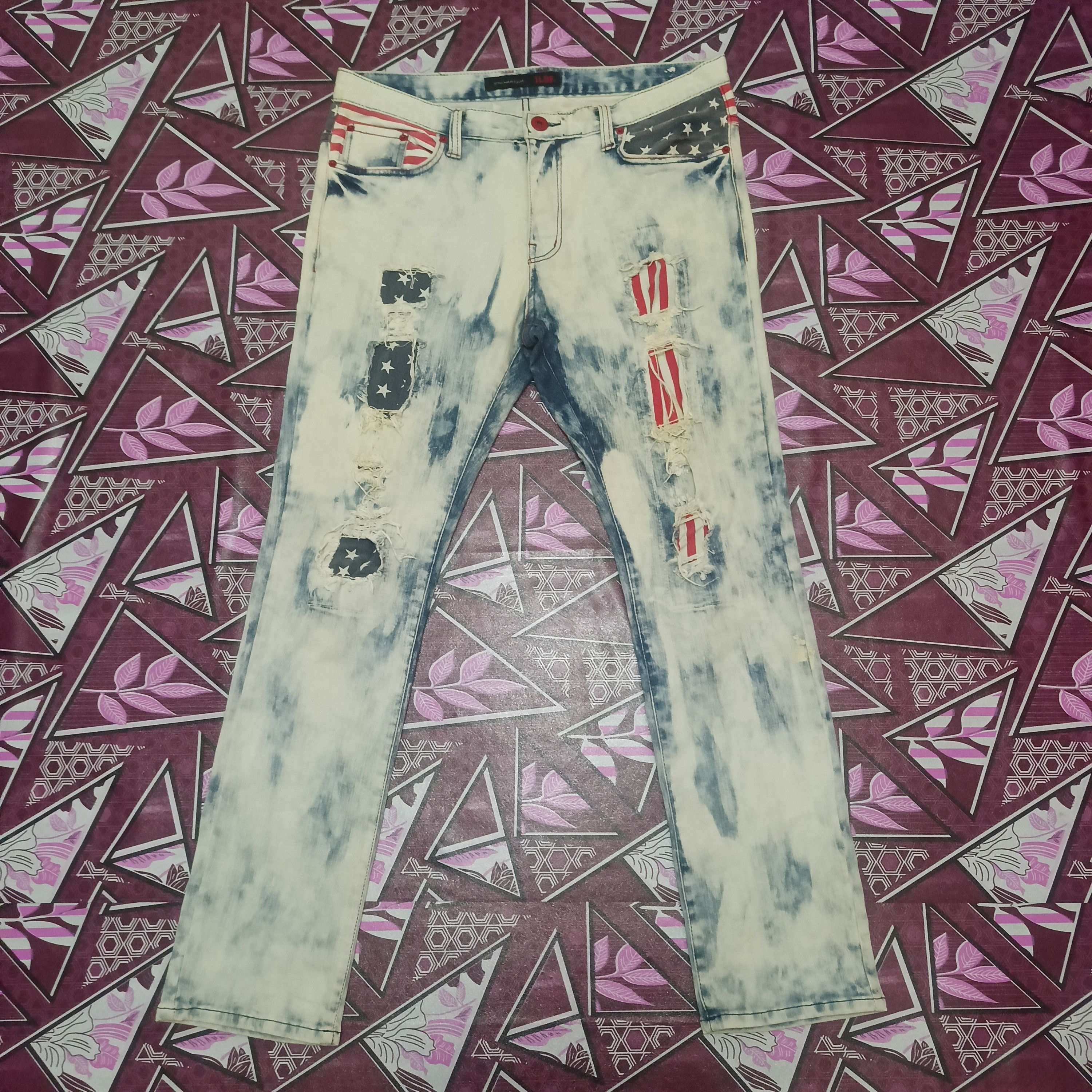 ILDF street makes it punk Acid wash jeans USA flag
