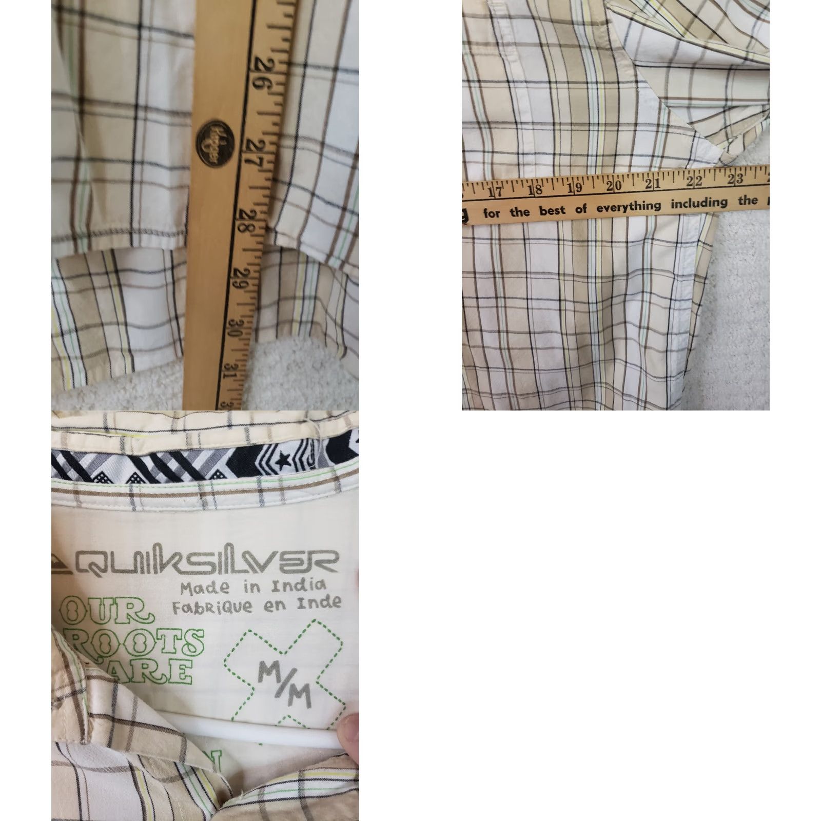 Quiksilver Quiksilver Shirt Men’s M Beige Green Plaid Button-Up Short Sleeve Casual Cotton Multicolor Button-Down Collar 90s Beach Outdoor Mens Regular Size US M / EU 48-50 / 2 - 9 Thumbnail