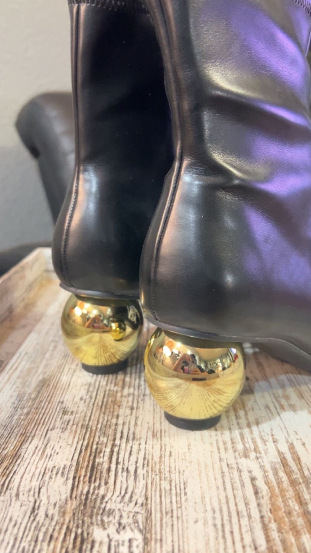 Other Women's A New Day Black Heeled Boots with Gold Heels Size 9 Size US 9 / IT 39 - 4 Thumbnail