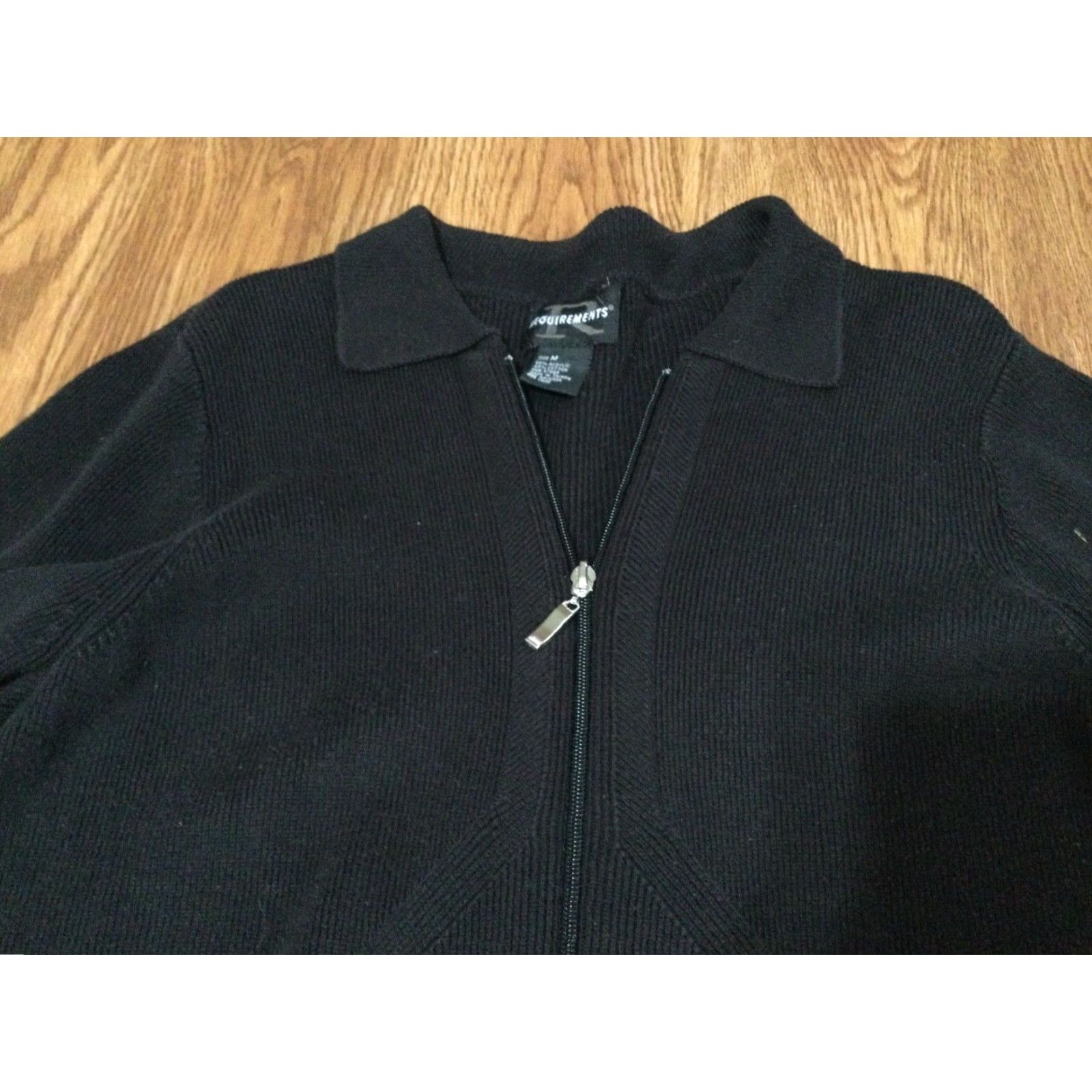 Vintage Requirements Women's Black Cardigan Sweater with Zipper Front and Pockets, Size Medium, Black, Casual, Long Sleeve Size M / US 6-8 / IT 42-44 - 4 Thumbnail