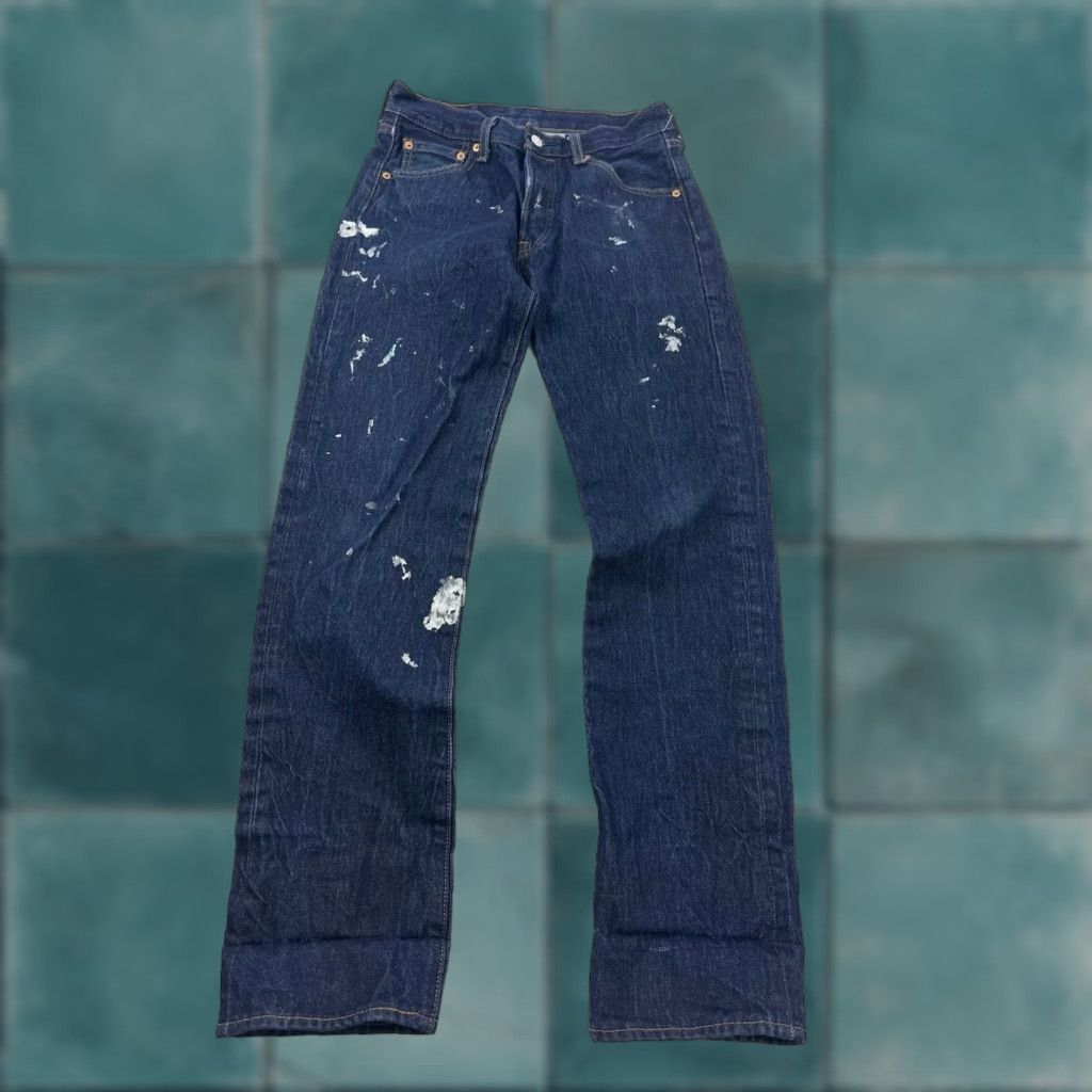 Levi's Levi’s 501 Jeans Mens 28 Regular Dark Blue Paint Spattered Wash Tag 29x34 Not Redline Size US 28 / EU 44 - 1 Thumbnail