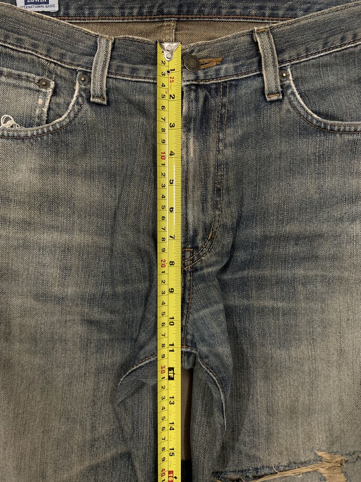 Edwin Vintage Y2K Edwin 403 Yellow Mud Wash Loose Distressed Jeans Size US 35 - 19 Thumbnail